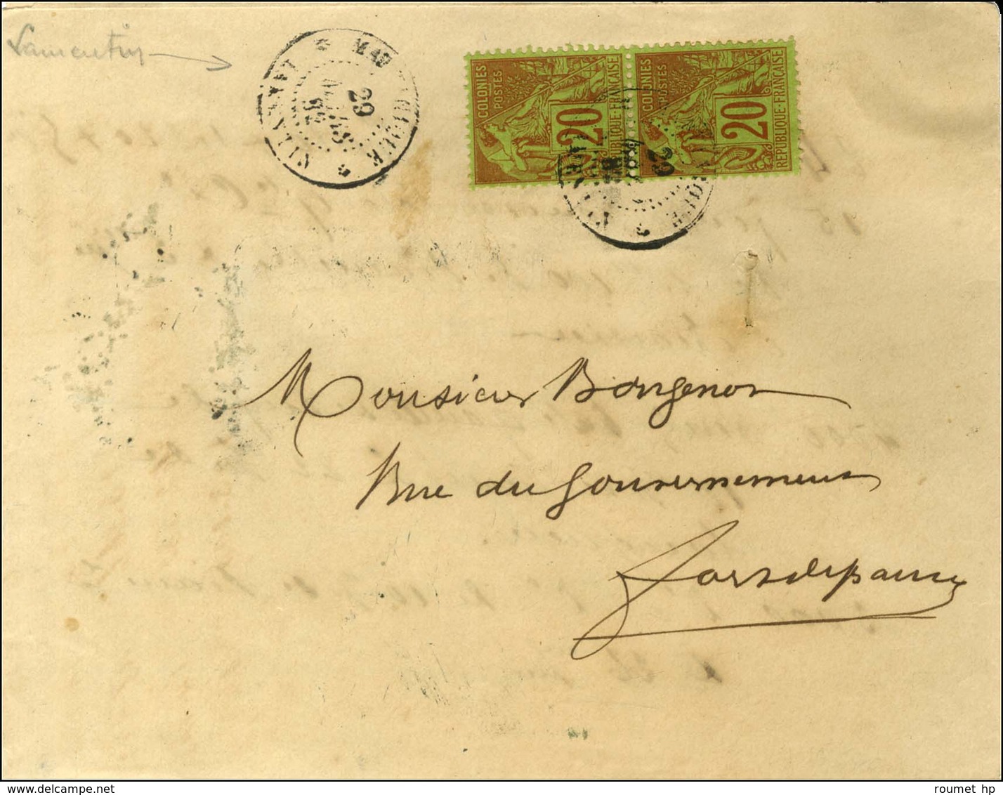 Càd MARTINIQUE / LAMENTIN / Col. Gen. N° 52 Paire Sur Lettre 2 Ports Pour Fort De France. 1882. - TB. - R. - Poste Maritime