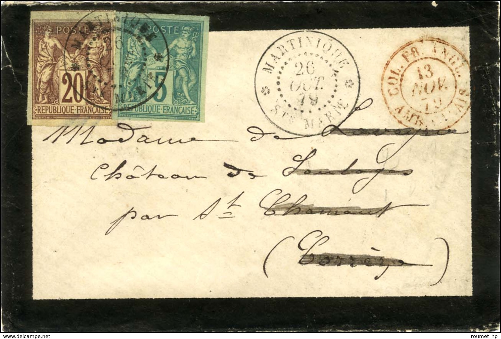 Càd MARTINIQUE ST MARIE / Col. Gen. N° 31 + 34 Sur Lettre Pour La France. 1879. - TB / SUP. - R. - Poste Maritime