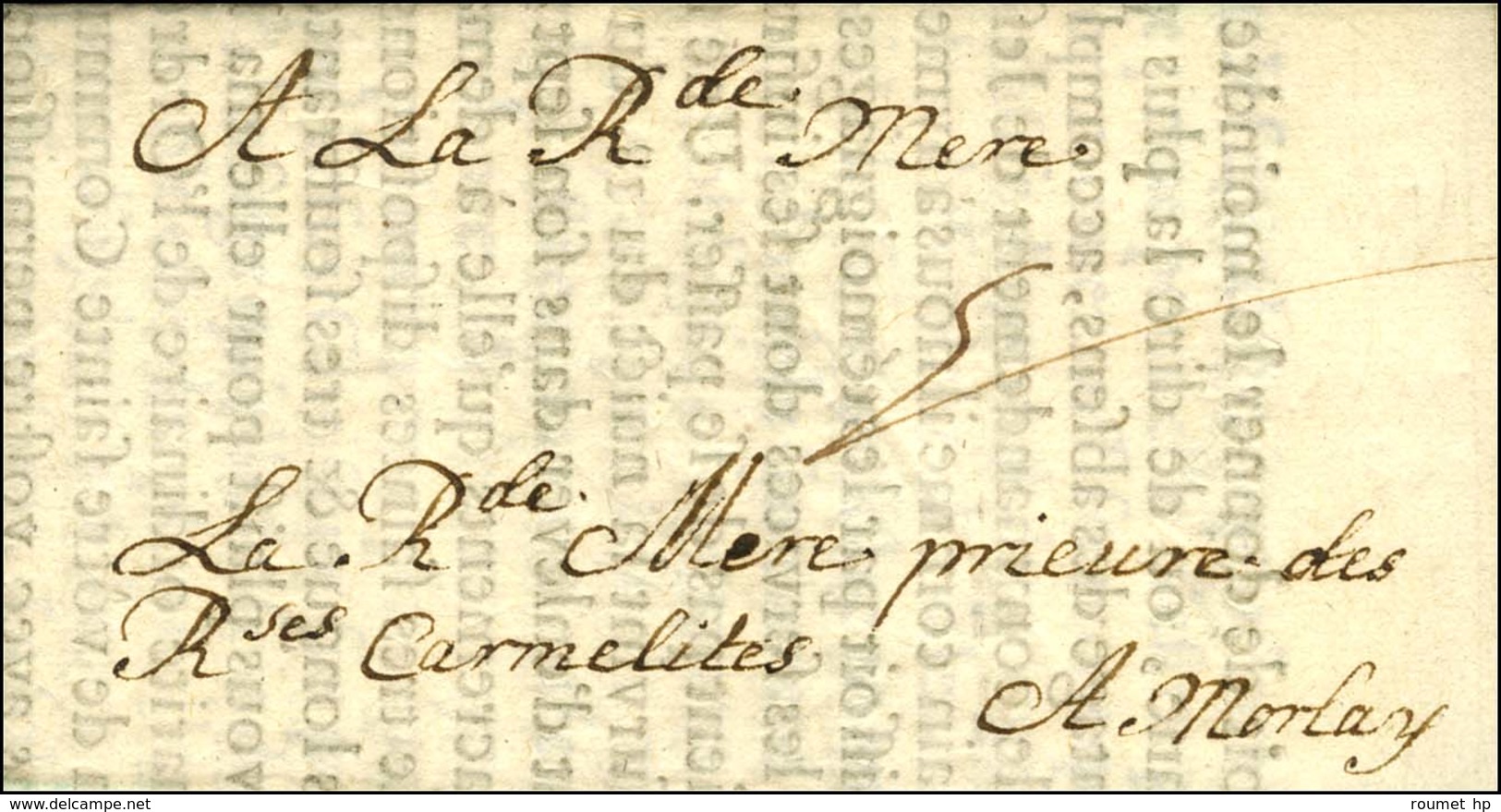 Lettre Avec Texte Imprimé Daté Du Couvent Des Carmélites De Troyes Le 24 Août 1688, Adressée En Franchise Pour Morlay. - - ....-1700: Precursors