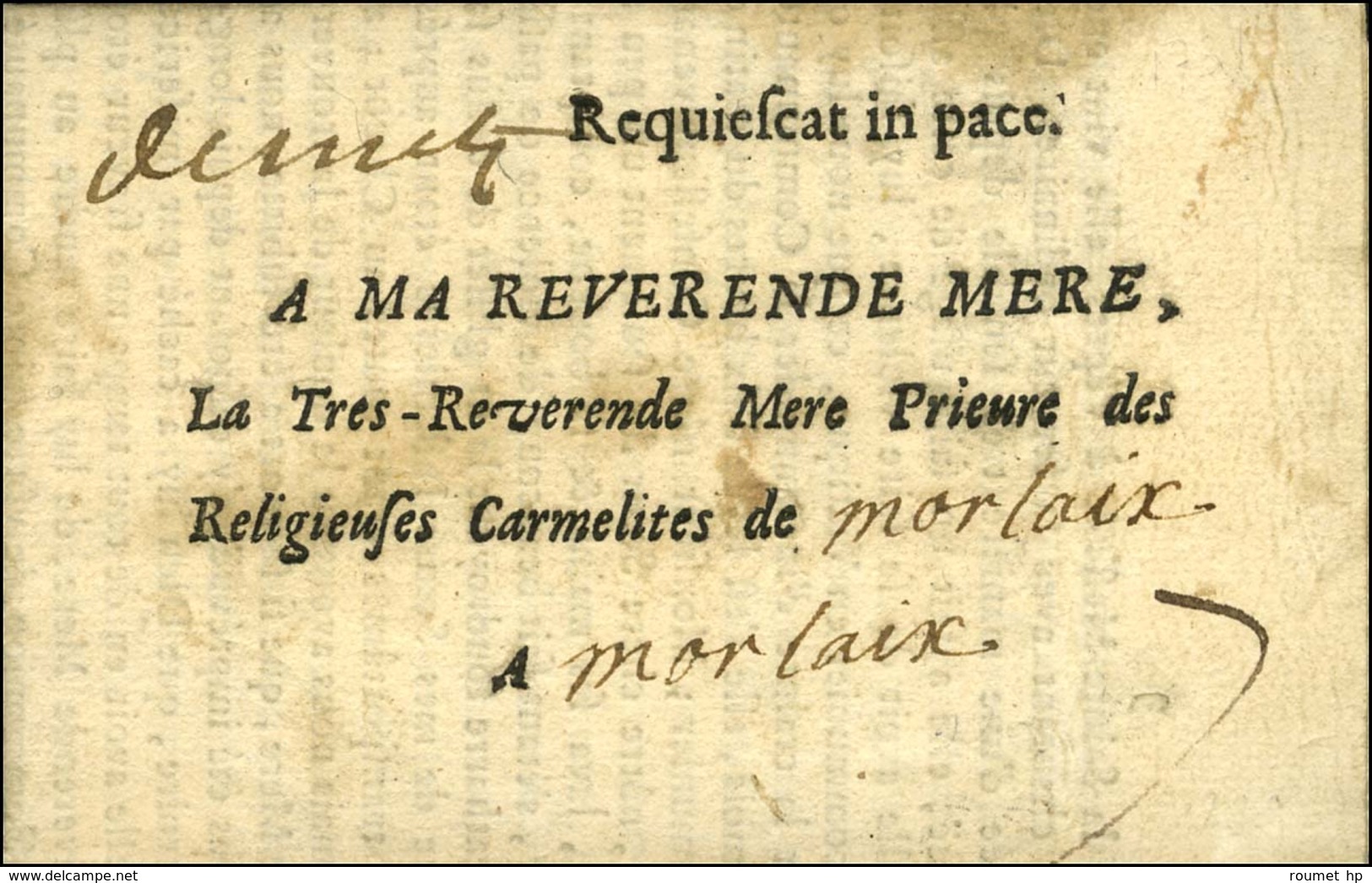 '' De Metz '' Sur Lettre En Franchise Des Carmélites. 1731. - TB / SUP. - 1701-1800: Précurseurs XVIII