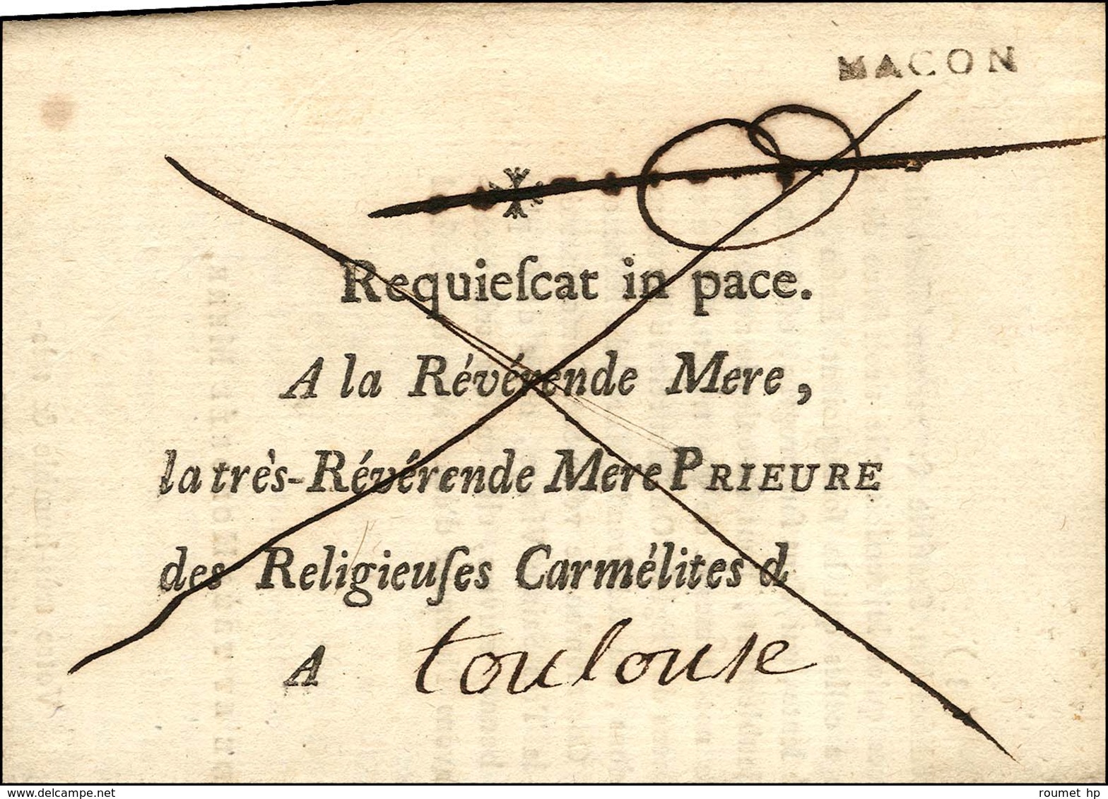 MACON Sur Lettre En Franchise Des Carmélites. 1784. - SUP. - 1701-1800: Precursors XVIII