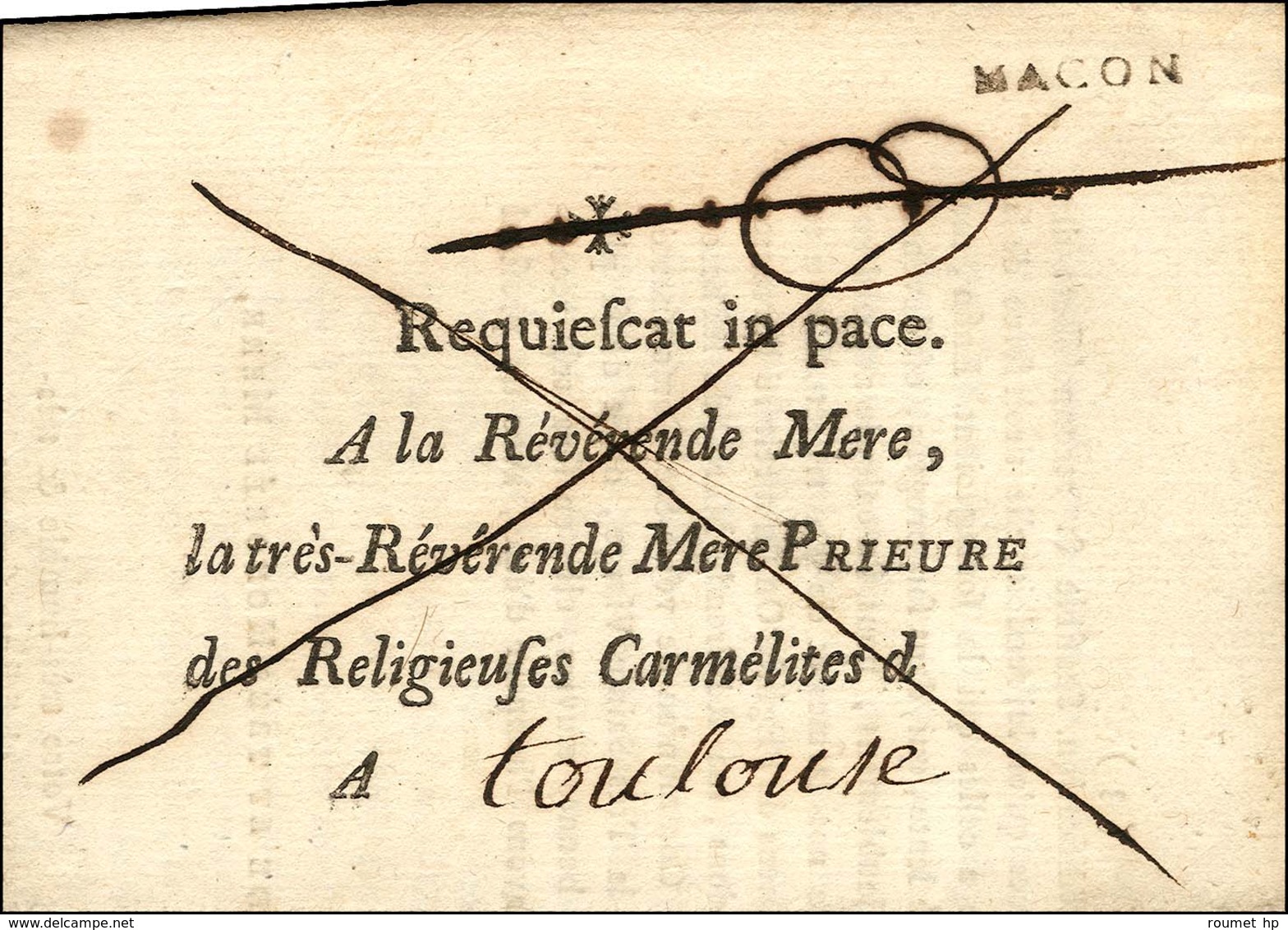 MACON Sur Lettre En Franchise Des Carmélites. 1784. - SUP. - 1701-1800: Précurseurs XVIII