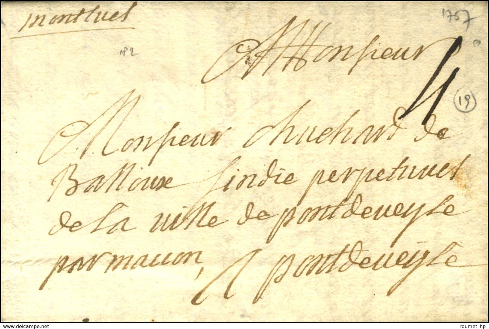 '' Montluel '' (L N° 2). 1767. - TB / SUP. - 1701-1800: Précurseurs XVIII