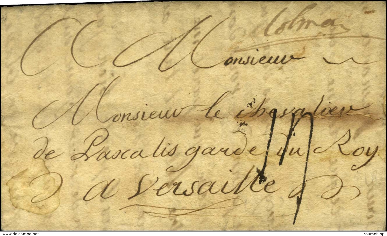 ''Colmars '' (L N° 1) Sur Lettre Avec Texte Daté Adressée à Un Garde Du Roy à Versailles. 1783. - TB. - 1701-1800: Voorlopers XVIII