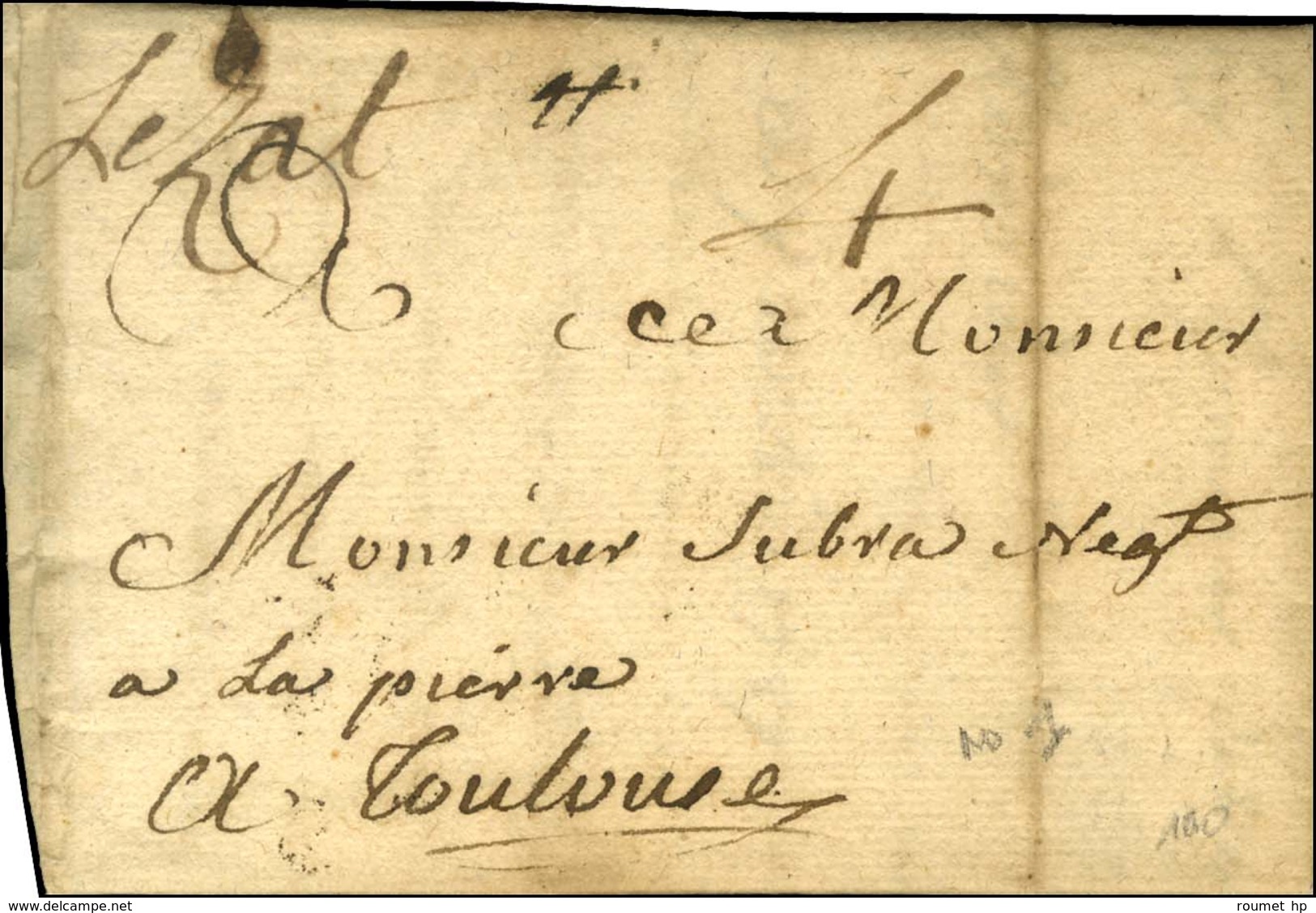 '' Lezat '' (L N° 1) Sur Lettre Avec Texte Daté. 1787. - TB. - 1701-1800: Precursors XVIII