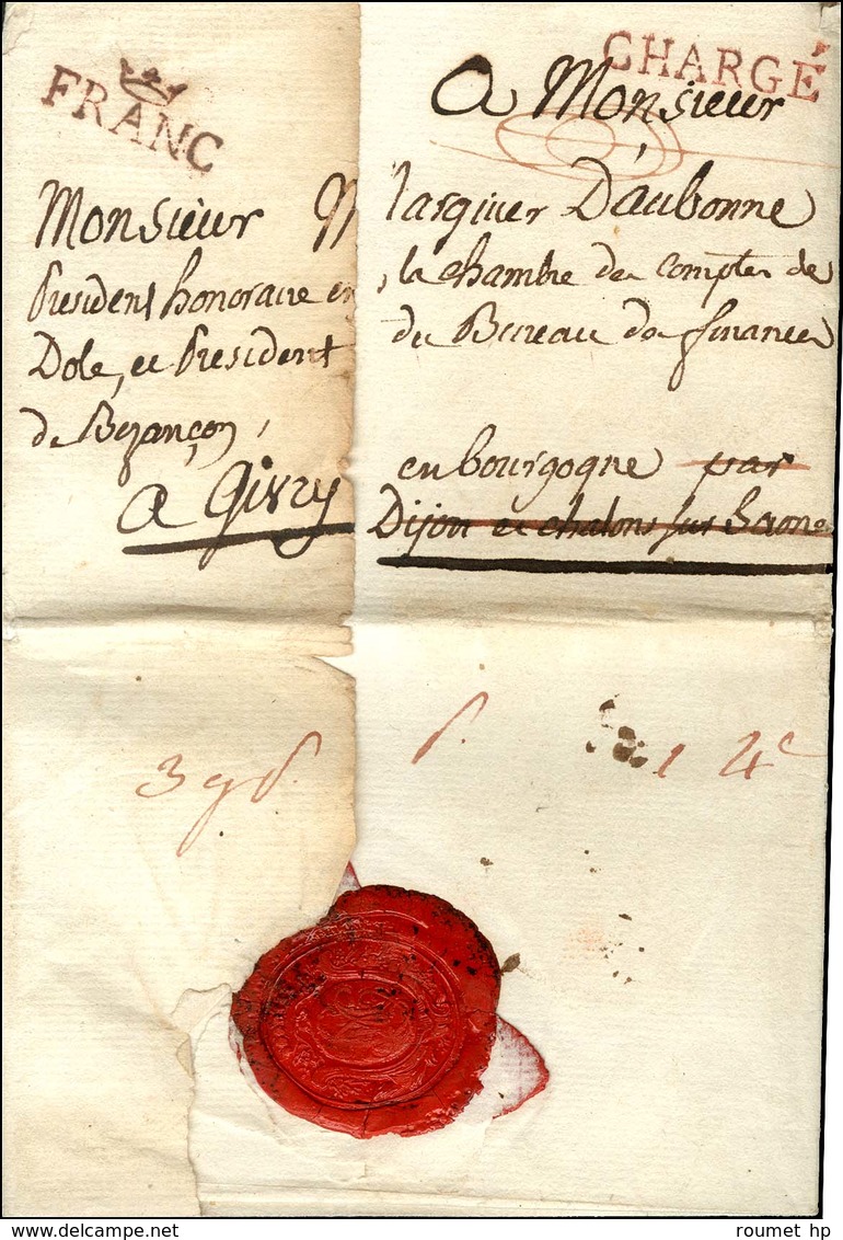 FRANC Couronné (rouge, 23 Mm) (L N° 47) Sur Lettre Chargée Avec Pliage Et Cachet De Cire Au Verso. 1789. - TB / SUP. - R - 1701-1800: Precursors XVIII