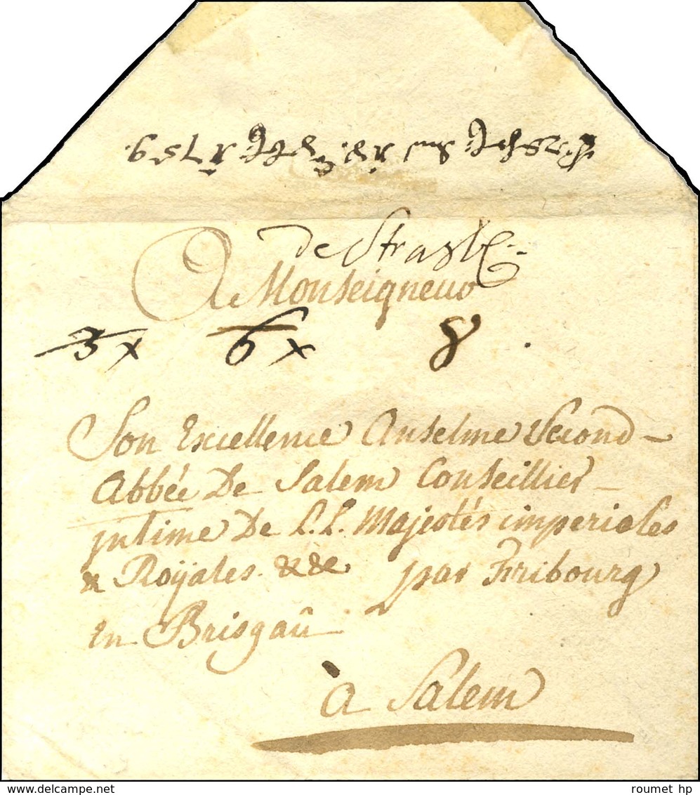 '' De Strasbg '' (L N° 1A) Sur Lettre Avec Texte Daté 1759 Pour Salem (pays De Bade). - TB / SUP. - 1701-1800: Precursors XVIII