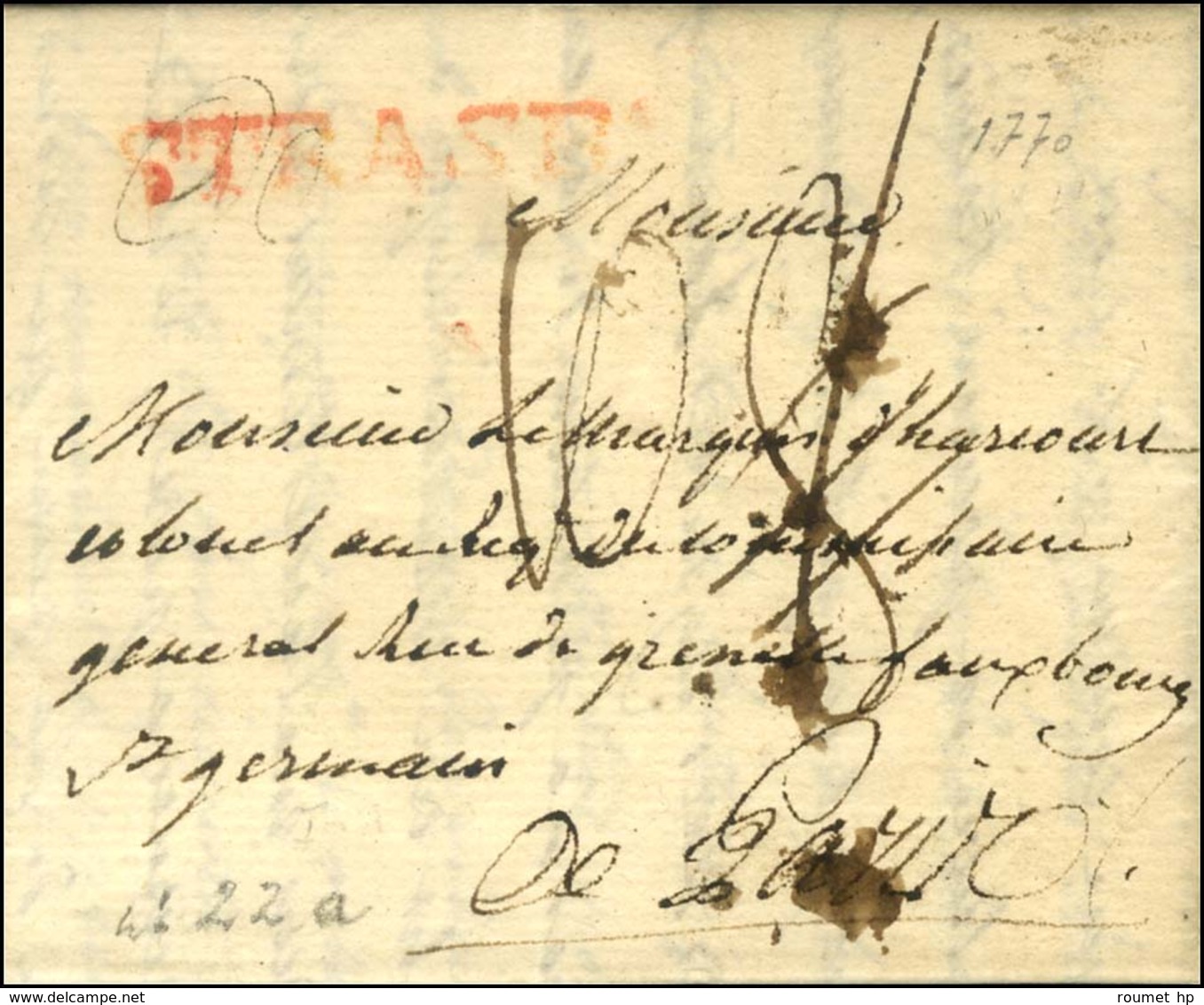 STRASB Rouge (L N° 22a) Sur Lettre Avec Texte Daté 1770. - TB. - 1701-1800: Precursors XVIII