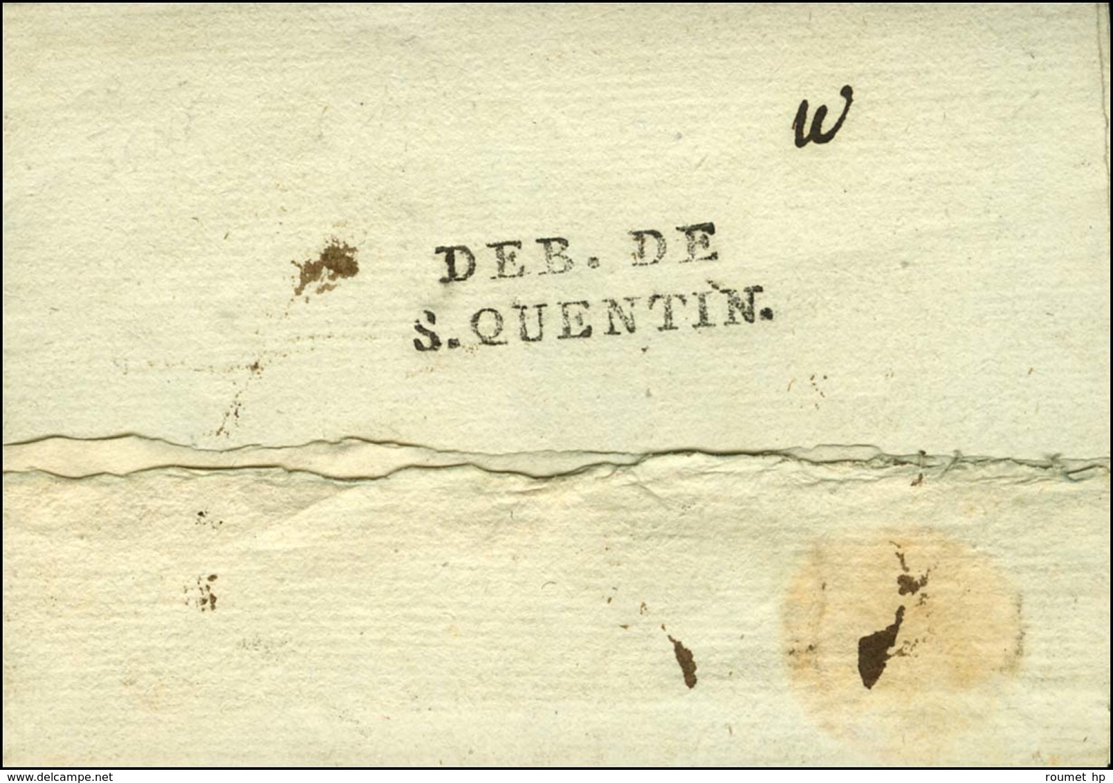 DEB. 2 / S. QUENTIN. Sur Lettre Avec Texte Daté De Schlestat. An 8. - SUP - R. - 1801-1848: Precursors XIX