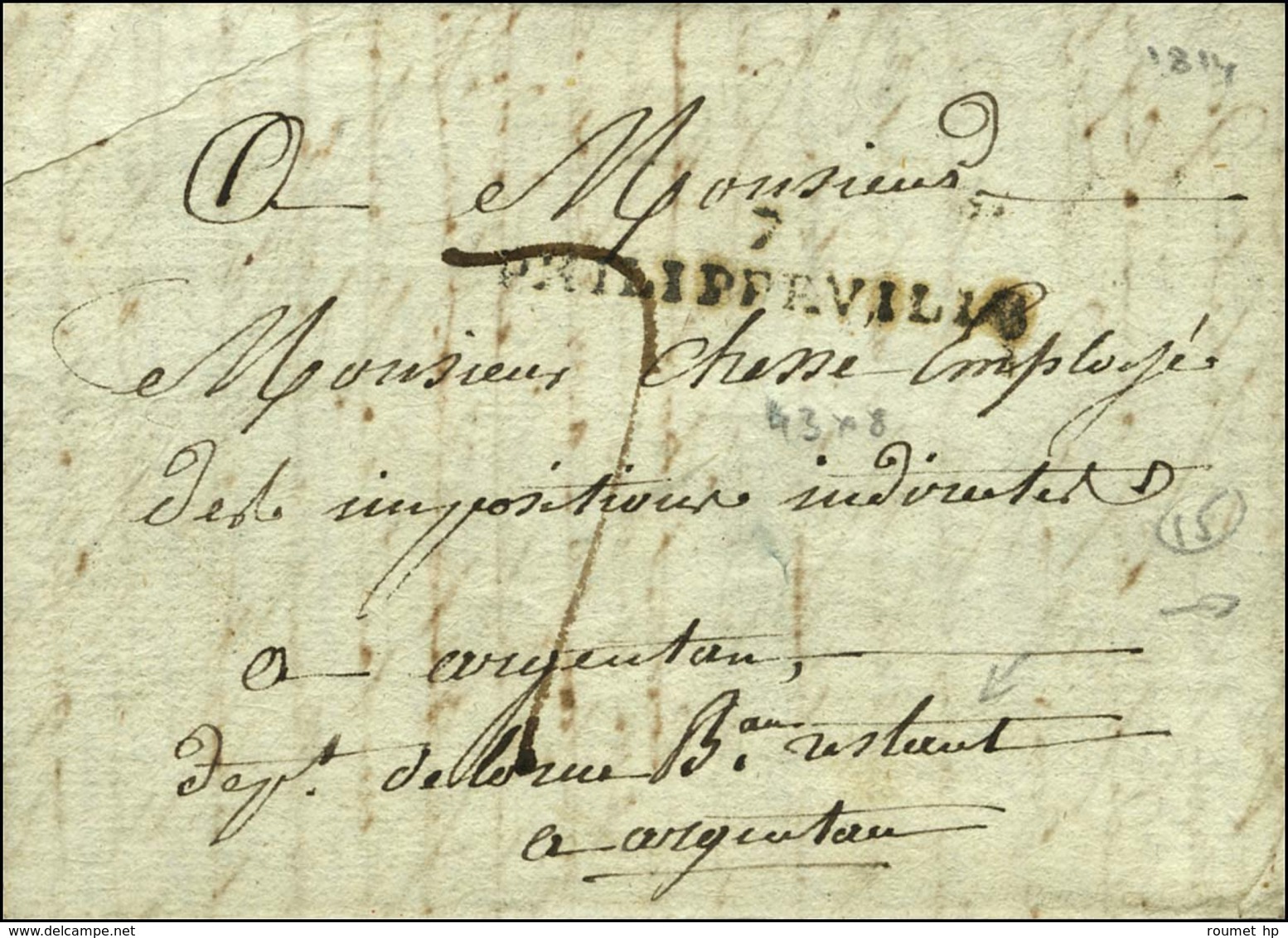 7 / PHILIPPEVILLE Sur Lettre Avec Texte Daté. 1814. - TB / SUP. - 1801-1848: Precursors XIX