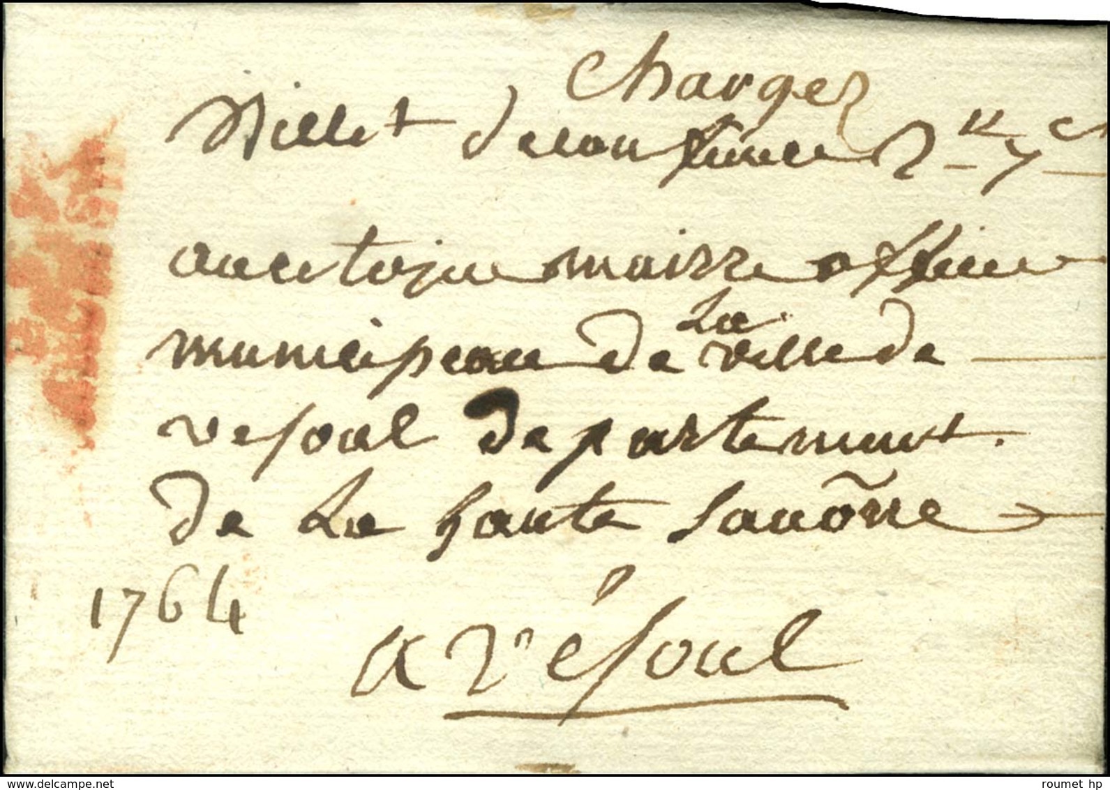 P.9.P. / ARCIS. S.A. Rouge + '' Chargé '' Sur Lettre Avec Texte Daté 1793. Au Verso, Cachets De Cire POSTE / AUX / LETTR - 1801-1848: Precursors XIX