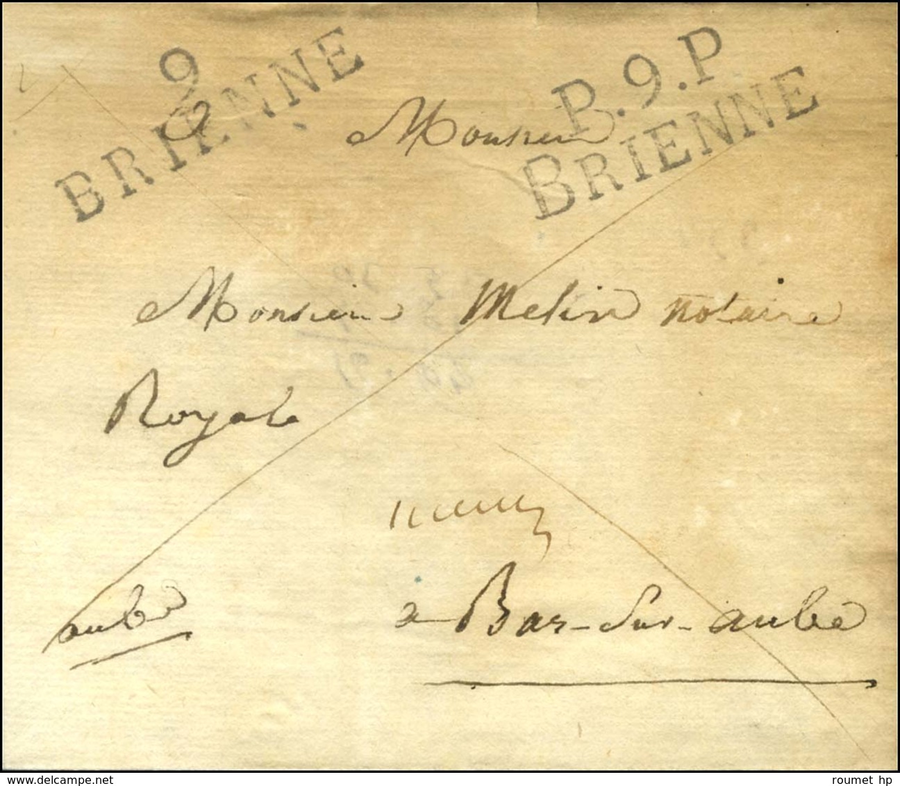 9 / BRIENNE + P.9.P. / BRIENNE Sur Lettre En Franchise Avec Texte Daté 1822. - TB / SUP. - 1801-1848: Precursors XIX