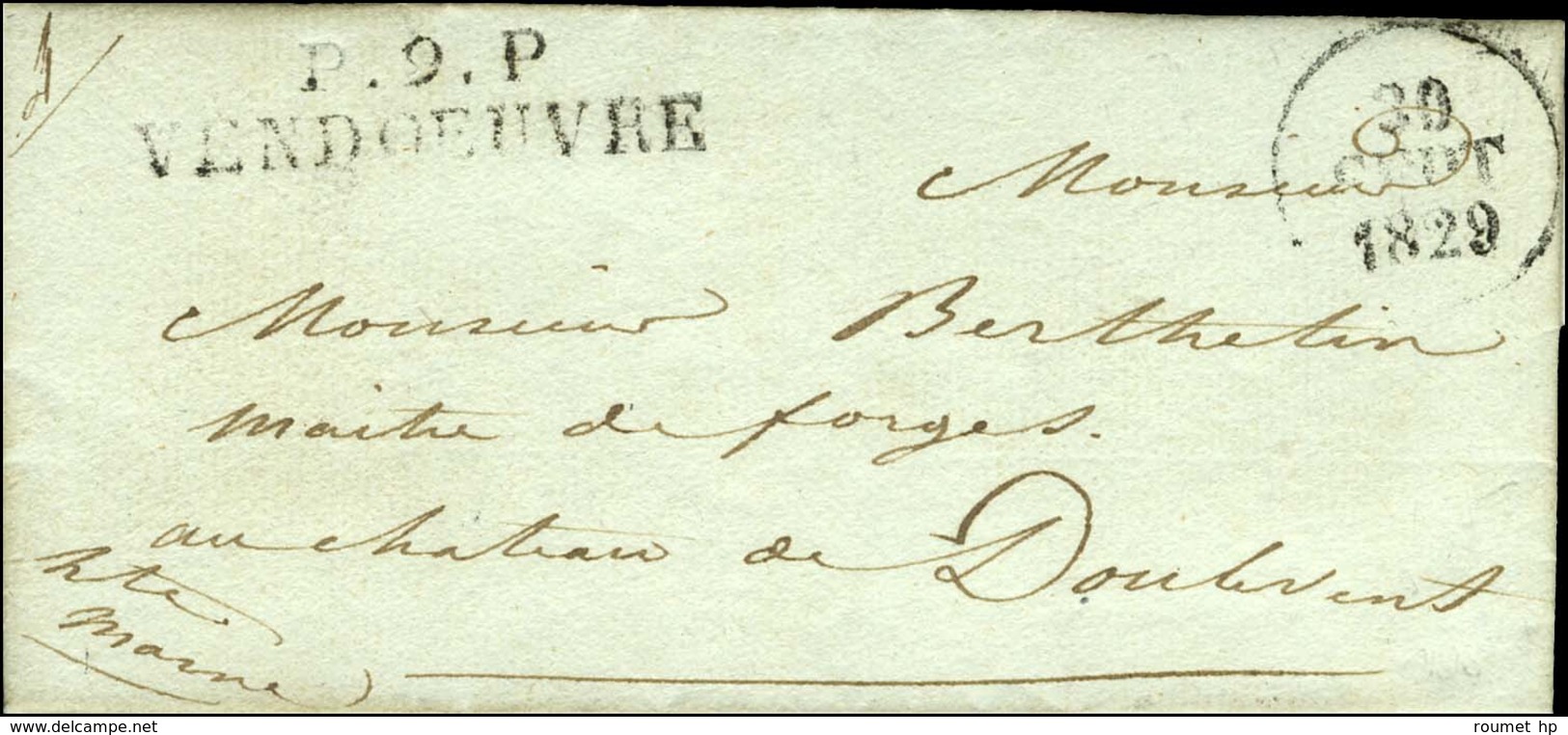 P.9.P. / VENDOEUVRE Sur Lettre Avec Texte Daté 1829. - TB / SUP. - 1801-1848: Precursors XIX
