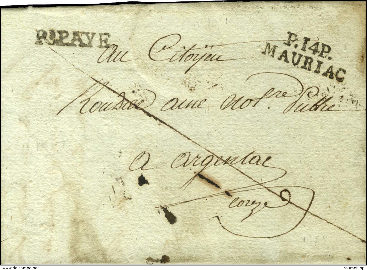 P.14.P. / MAURIAC + P.PAYE Sur Lettre Avec Texte Daté An 10. - TB / SUP. - 1801-1848: Precursors XIX