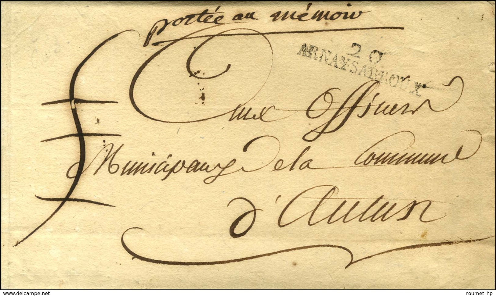 20 / ARMAY-S-ARROUX (NR D'Arnay Le Duc) Sur Lettre Avec Texte Daté Du District D'Arnay Sur Arroux. Au Recto, Taxe 5 Déta - 1801-1848: Precursors XIX