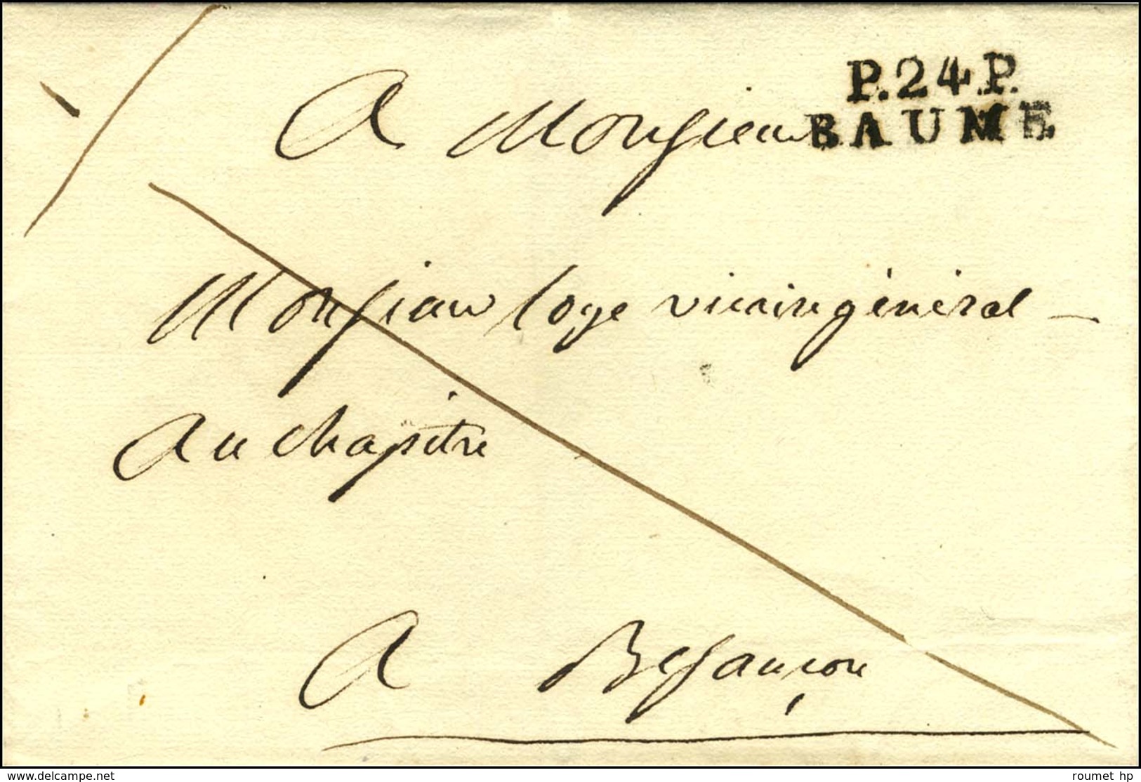 P.24.P. / BAUME (NR De Baume Les Dames) Sur Lettre Sans Texte Pour Besançon. - SUP. - 1801-1848: Precursors XIX