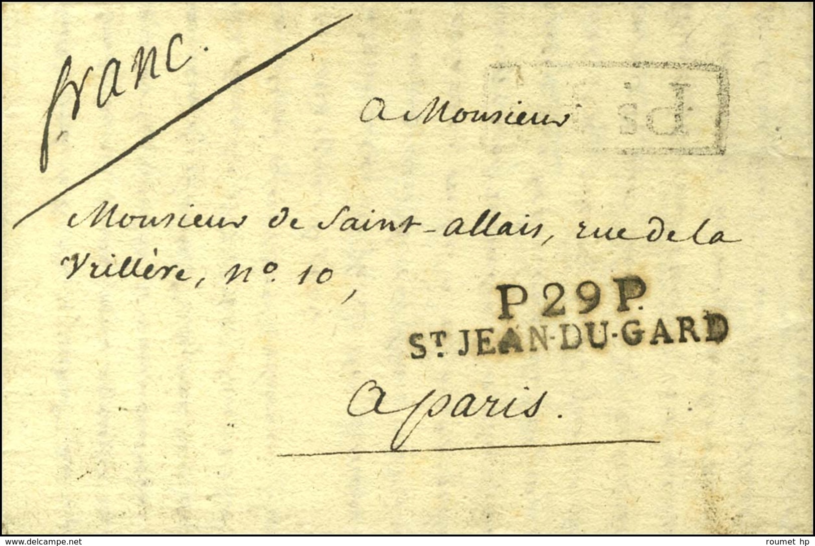 P.29.P. / ST JEAN-DU-GARD Sur Lettre Avec Texte Daté 1814. - SUP. - 1801-1848: Voorlopers XIX