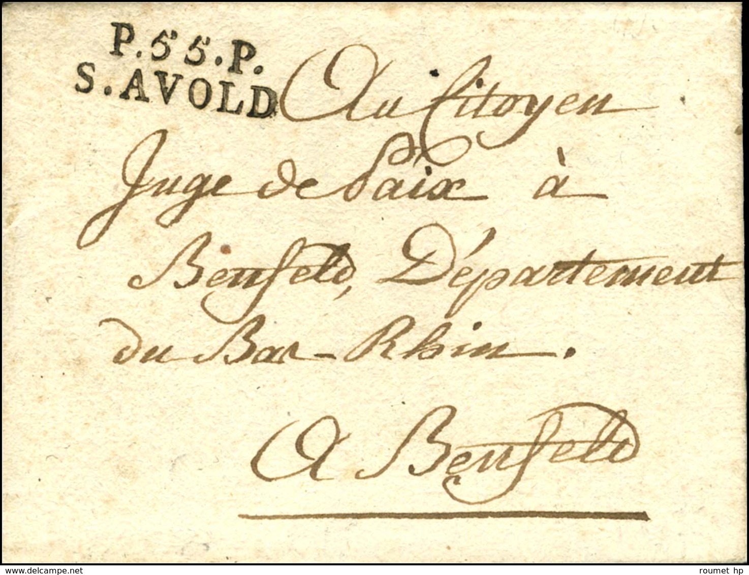 P.55.P. / S.AVOLD Sur Lettre Avec Texte Daté Le 12 Germinal An 2. - SUP. - R. - 1801-1848: Precursors XIX