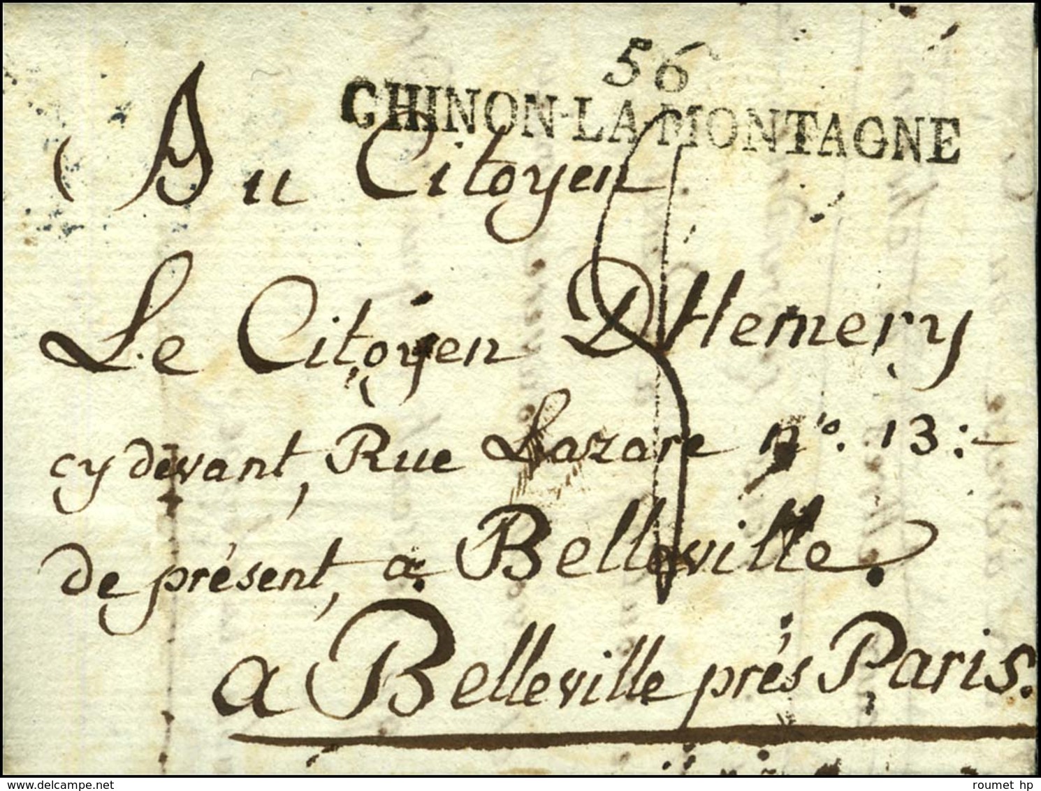 56 / CHINON-LA-MONTAGNE (NR De Château Chinon) Sur Lettre Avec Très Bon Texte Sur La Poste Daté Chinon-la-Montagne Le 8  - 1801-1848: Precursors XIX