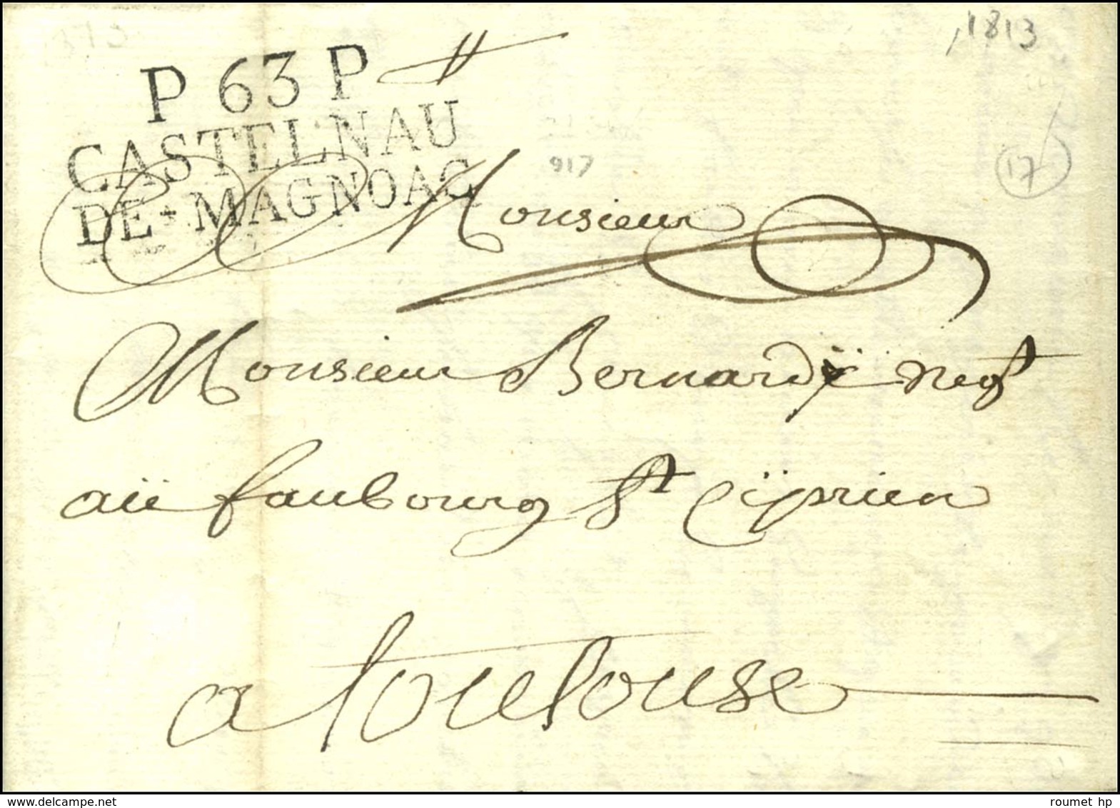 P.63.P. / CASTELNAU / DE-MAGNOAC Sur Lettre Avec Texte Daté 1813. - SUP. - 1801-1848: Voorlopers XIX