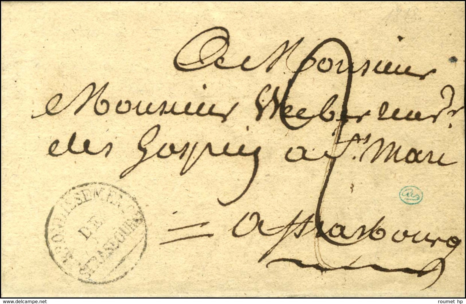 Cachet ARRONDISSEMENT / DE / STRASBOURG Sur Lettre Avec Texte Daté De Wasselone Le 4 Août 1818 Pour Strasbourg Taxée 2.  - 1801-1848: Precursors XIX