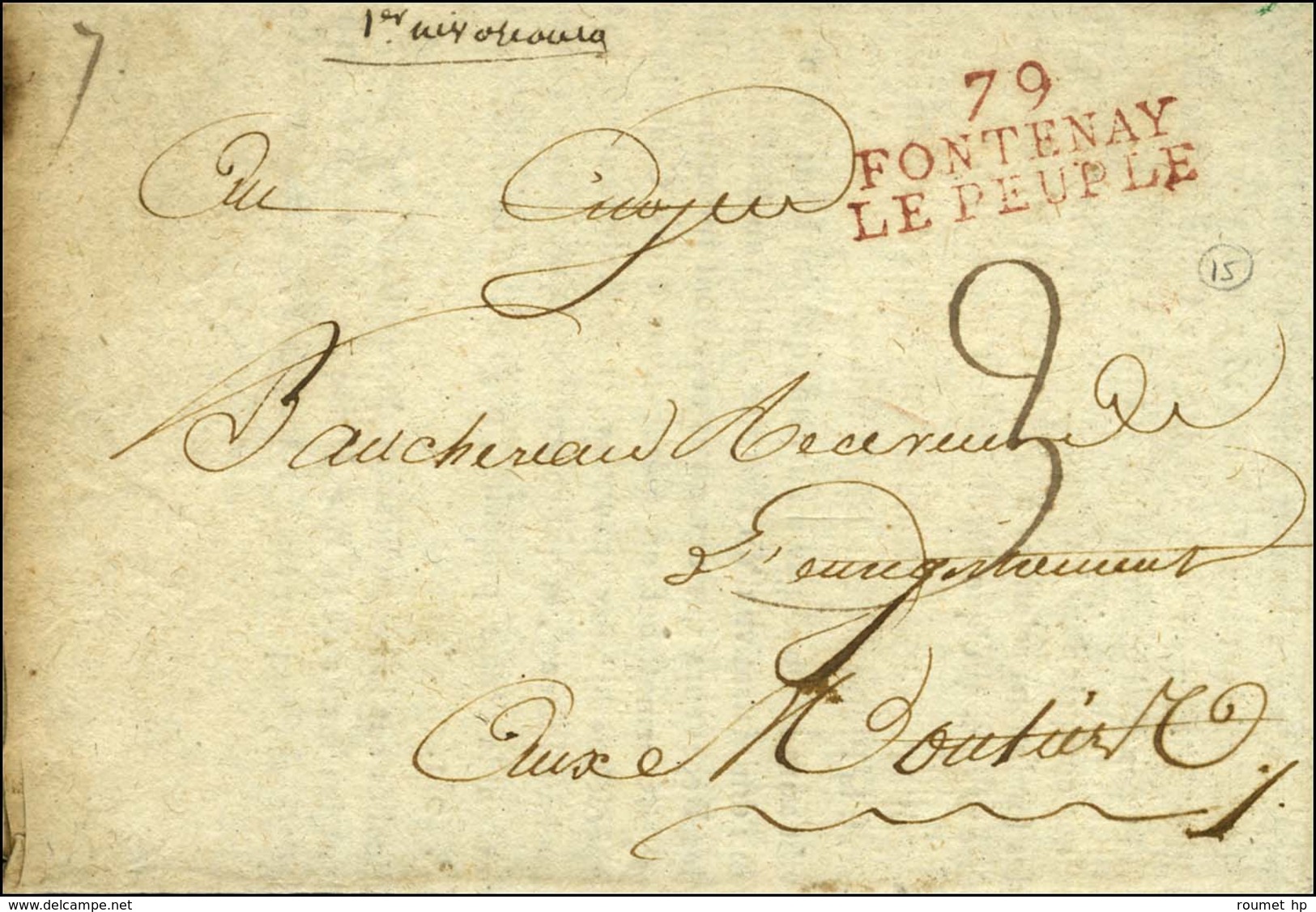 79 / FONTENAY / LE PEUPLE (NR De Fontenay Le Comte) Sur Lettre Avec Texte Daté An 10. - SUP. - 1801-1848: Precursors XIX