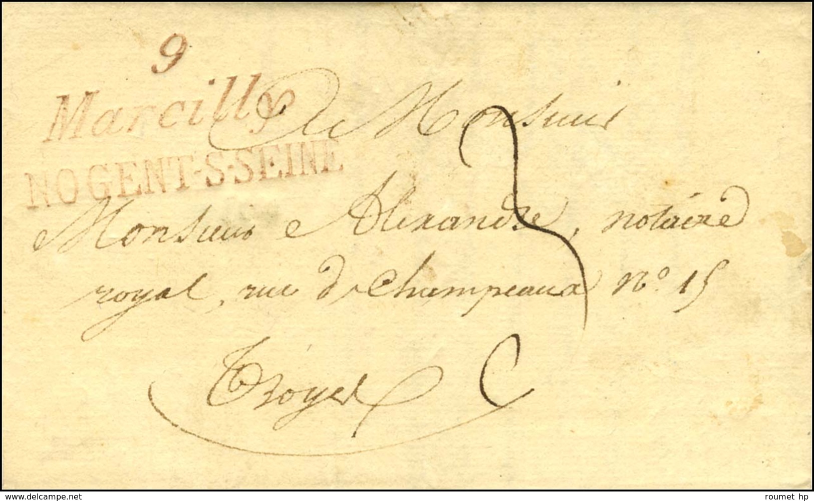 9 / Marcilly / NOGENT-S-SEINE Rouge Sur Lettre Avec Texte Daté 1824. - TB / SUP. - Other & Unclassified