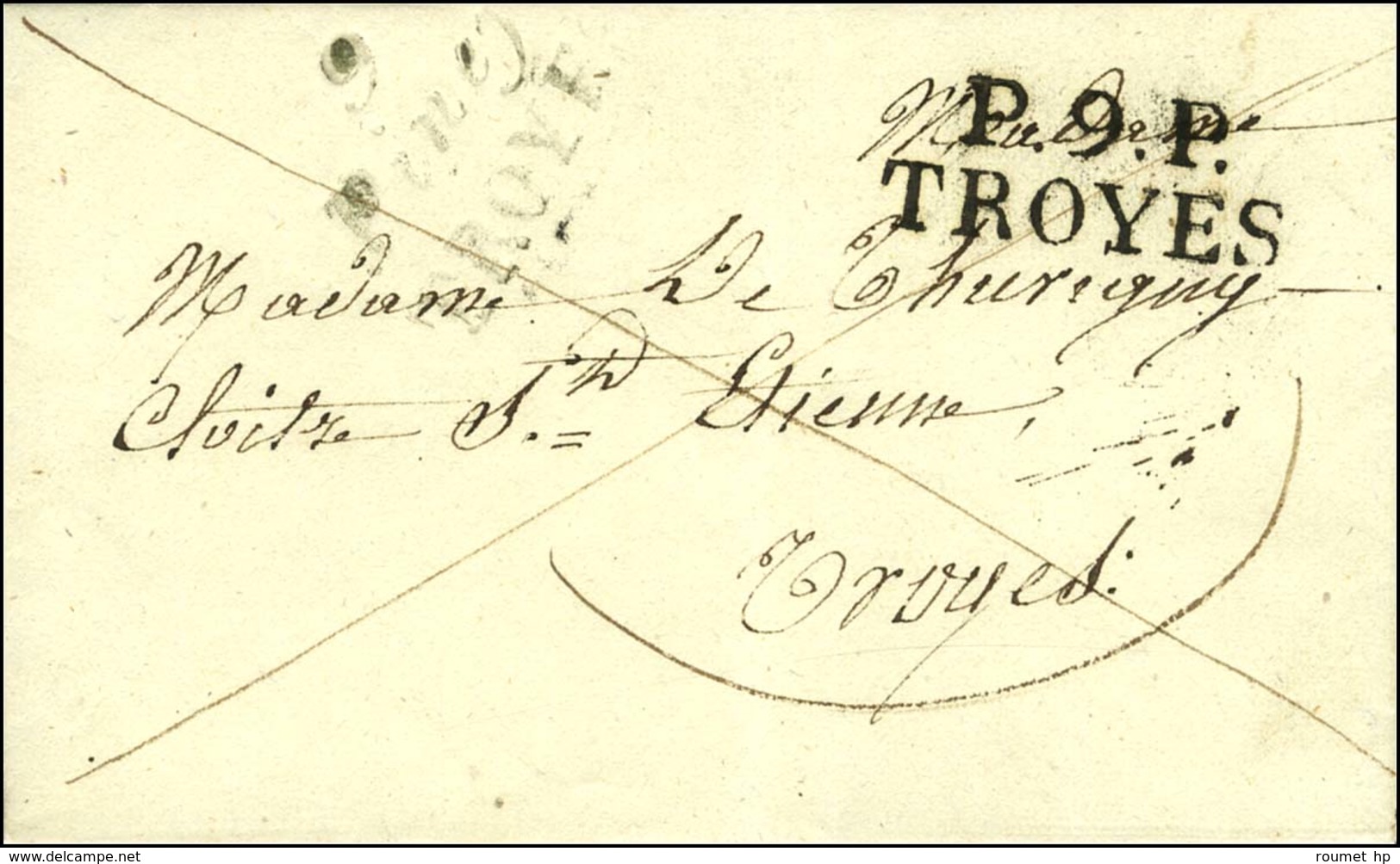 9 / Piney / TROYES Bleu + P.9.P. / TROYES Sur Lettre Avec Texte Daté 1830. - TB. - Other & Unclassified