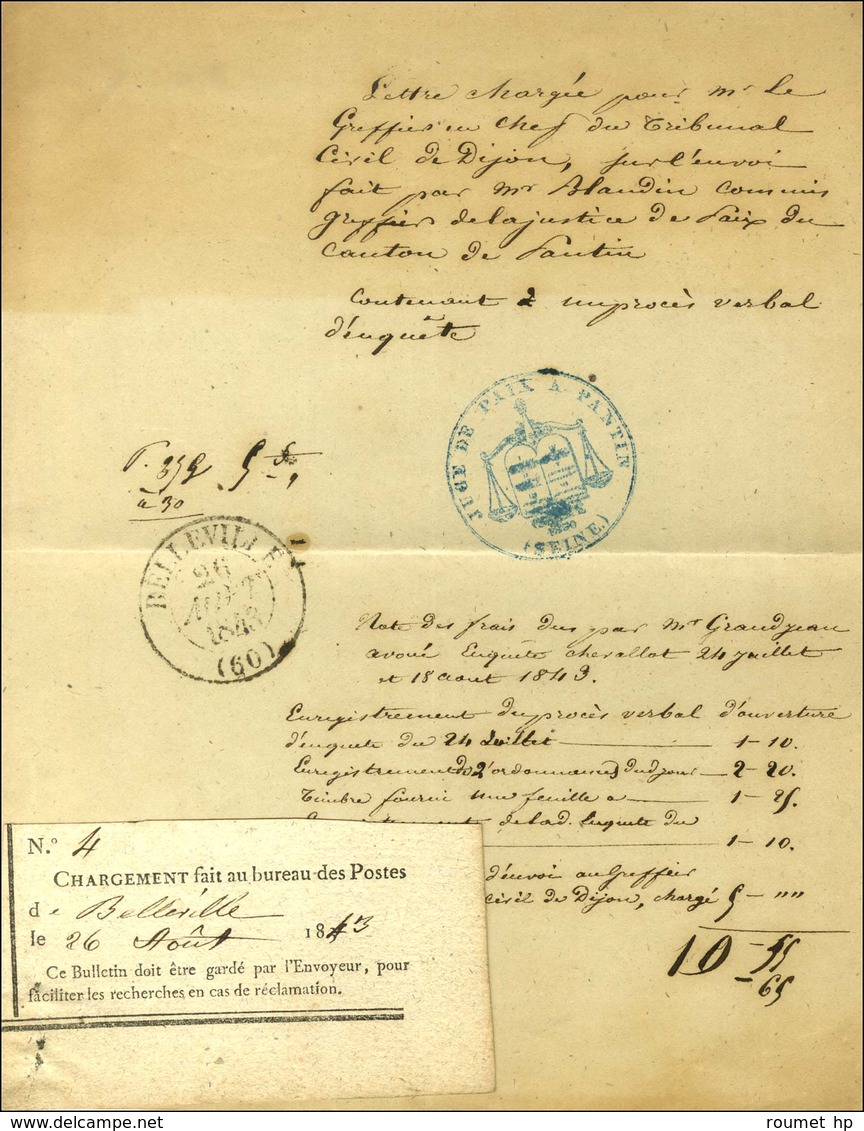 Càd T 13 BELLEVILLE (60) Sur Document Avec Papillon De Chargement Daté 1843. - TB. - Other & Unclassified