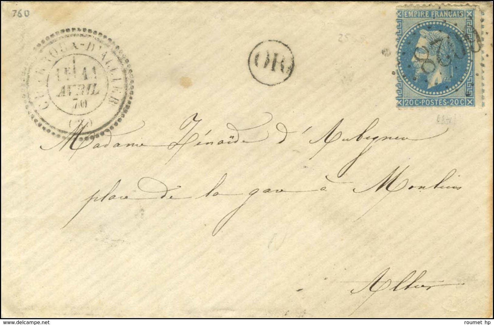 GC 6028 / N° 29 Càd T 24 CHARROUX-D'ALLIER (3). 1870. - TB. - Other & Unclassified