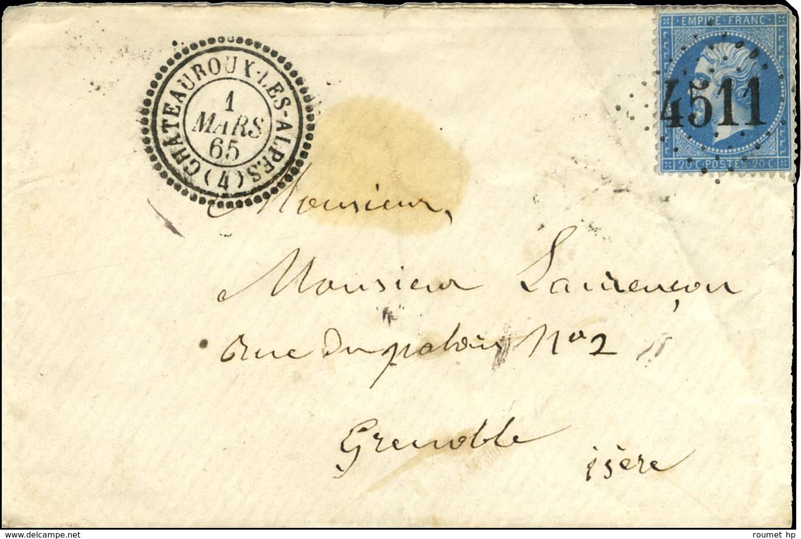 GC 4511 / N° 22 Càd T 22 CHATEAUROUX-LES-ALPES (4). 1865. - SUP. - Other & Unclassified