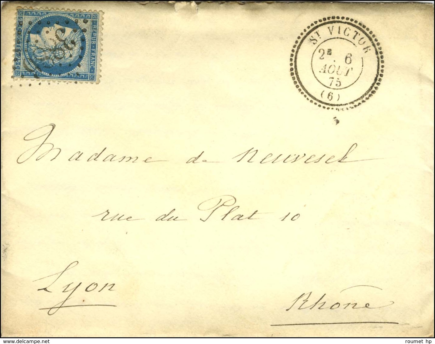 GC 3886 / N° 60 Càd T 24 ST VICTOR (6) Sur Lettre Pour Lyon. 1875. - SUP. - Other & Unclassified