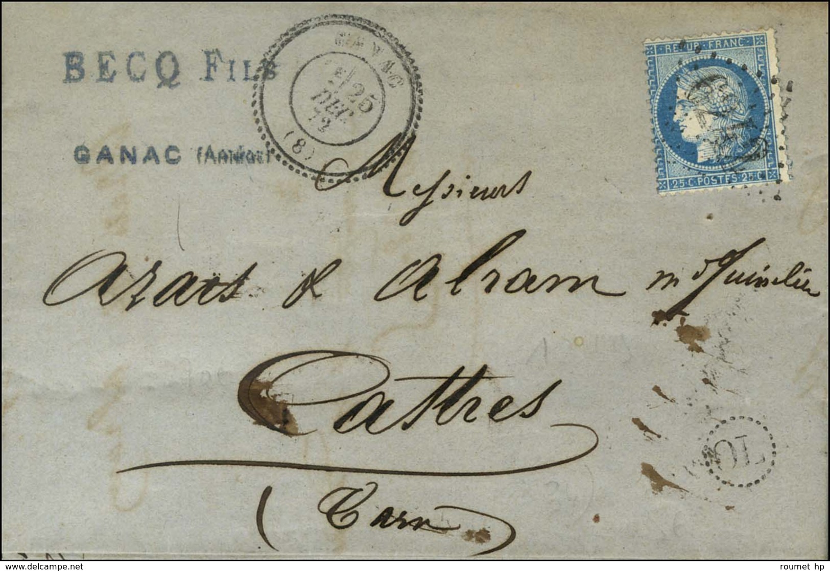 GC 6242 / N° 60 Càd T 24 GANAC (8). Au Recto, OL. 1872. - TB / SUP. - R. - Other & Unclassified