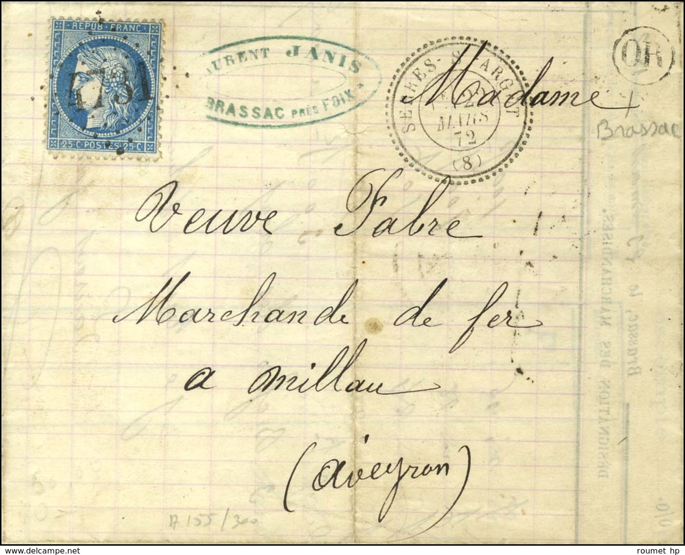 GC 4731 / N° 60 Càd T 24 SERRES-S-ARGET (8). 1872. - TB / SUP. - Other & Unclassified