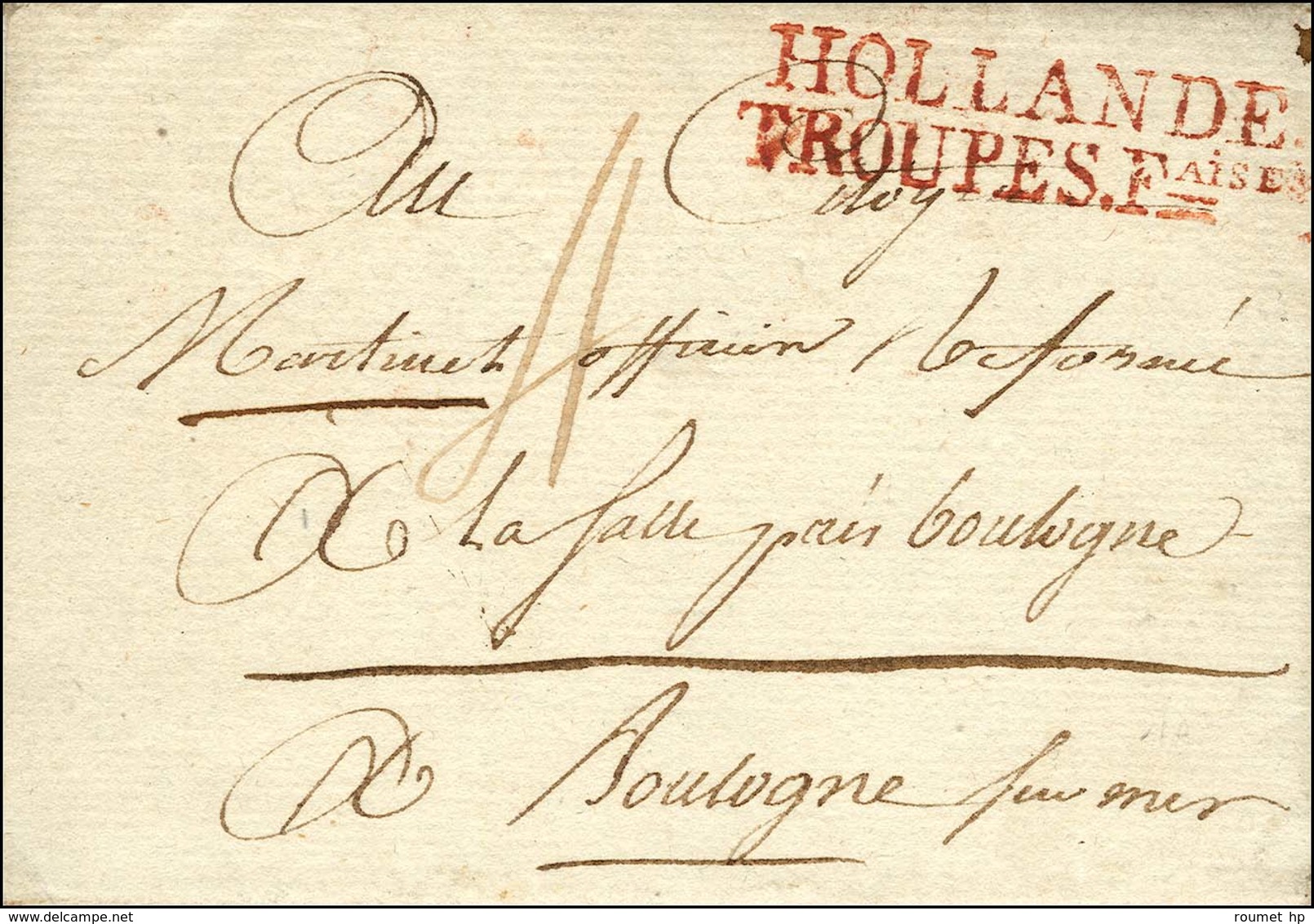 HOLLANDE / TROUPES.Faises (rouge) Sur Lettre Avec Texte Daté '' Au Camp De L'Ile De Gorée ''. - TB / SUP. - R. - Army Postmarks (before 1900)