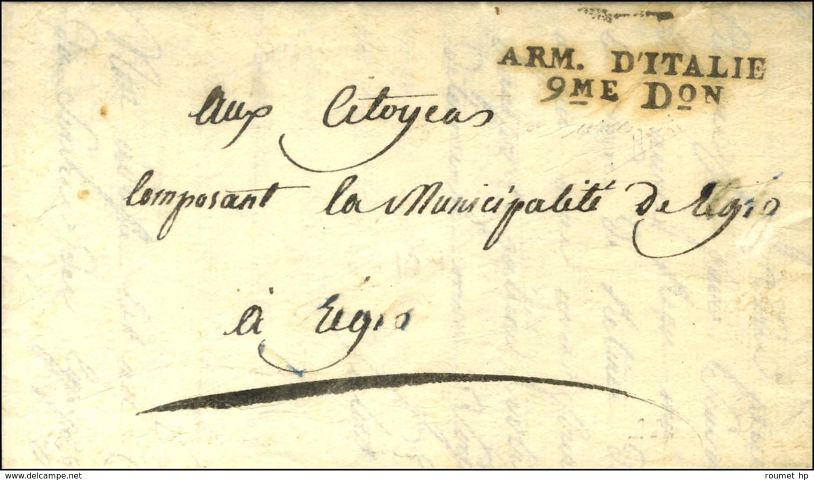 ARM. D'ITALIE / 9me Don Sur Lettre Avec Texte Daté De Plaisance Le 17 Germinal. An 6. - SUP. - Army Postmarks (before 1900)