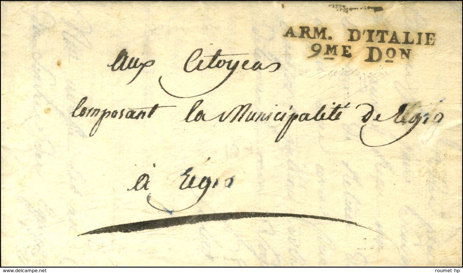 ARM. D'ITALIE / 9me Don Sur Lettre Avec Texte Daté De Plaisance Le 17 Germinal. An 6. - SUP. - Legerstempels (voor 1900)