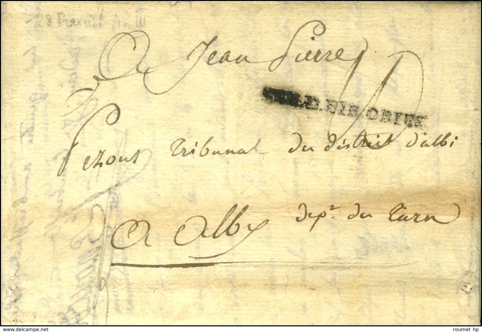 ARM. D. PYR. ORIEN Sur Lettre Avec Superbe Et Long Texte (9 Pages) Daté Du Camp Sous Figueres Le 21 Prairial An 3. - TB. - Army Postmarks (before 1900)