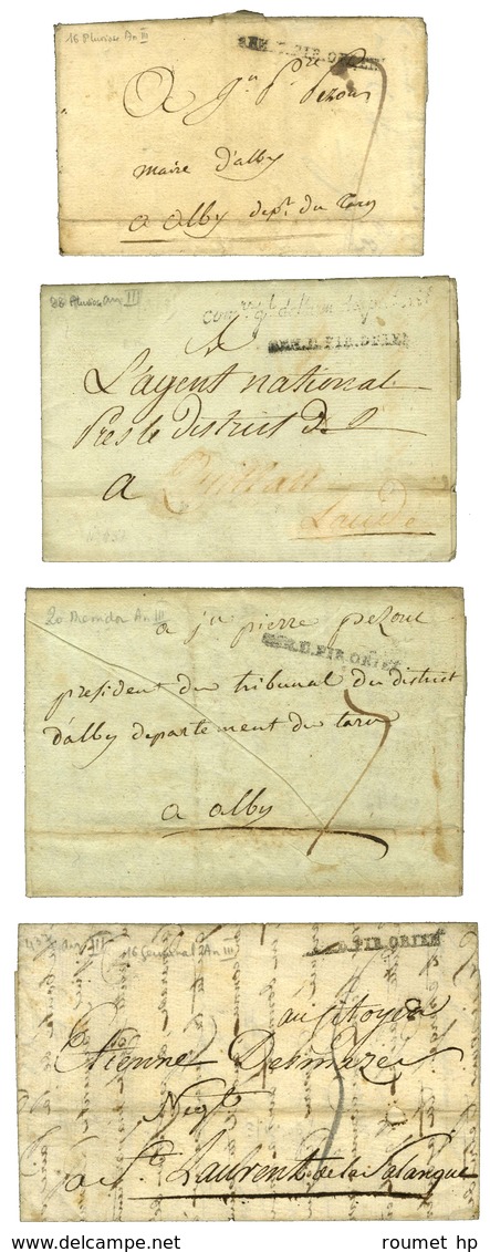 Lot De 4 Lettres Avec Marques Postales ARM. D. PYR. ORIEN Toutes Avec Bons Textes Datés De Figueres. - B / TB. - Legerstempels (voor 1900)