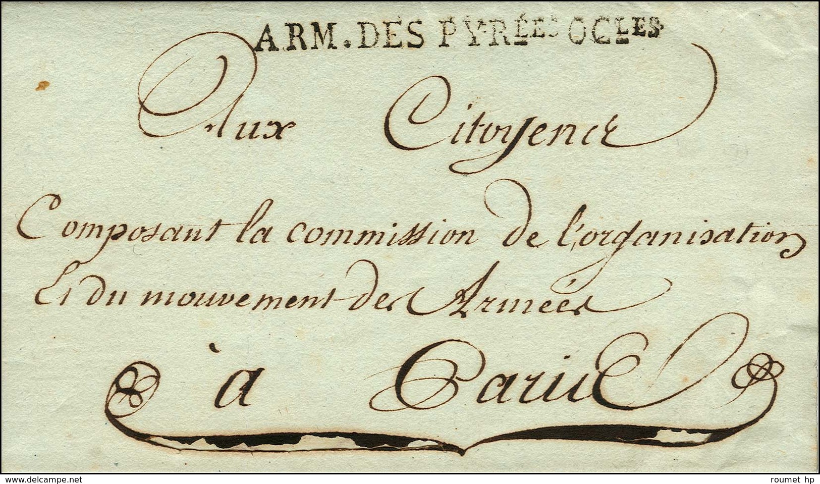 ARM. DES PYRées OCles Sur Lettre Avec Texte Daté De Bayonne. 1795. - SUP. - Legerstempels (voor 1900)
