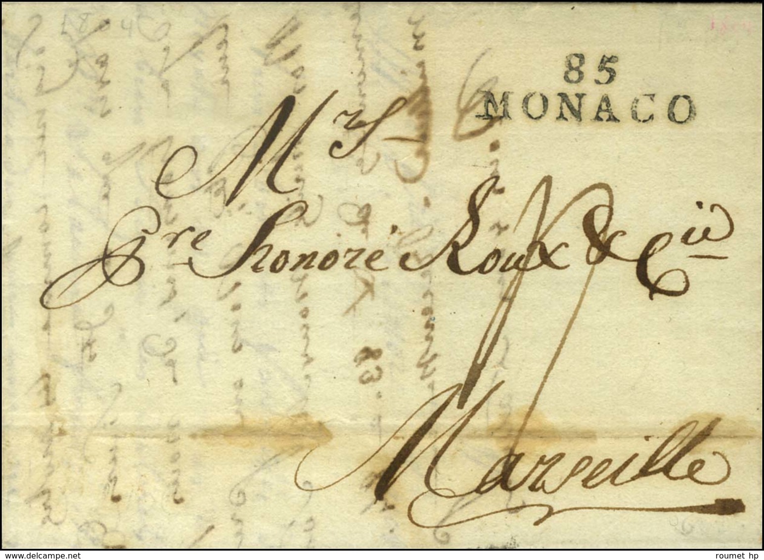 85 / MONACO Sur Lettre Avec Texte Daté De Port Maurice An 12 Acheminée Jusqu'à Monaco Pour Marseille. - SUP. - 1792-1815: Départements Conquis