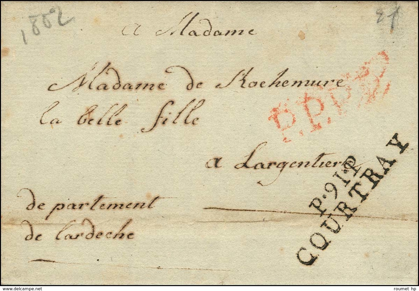 P.91.P / COURTRAY Sur Lettre Avec Texte Daté '' Hulste 1802 ''. - TB / SUP. - 1792-1815: Conquered Departments