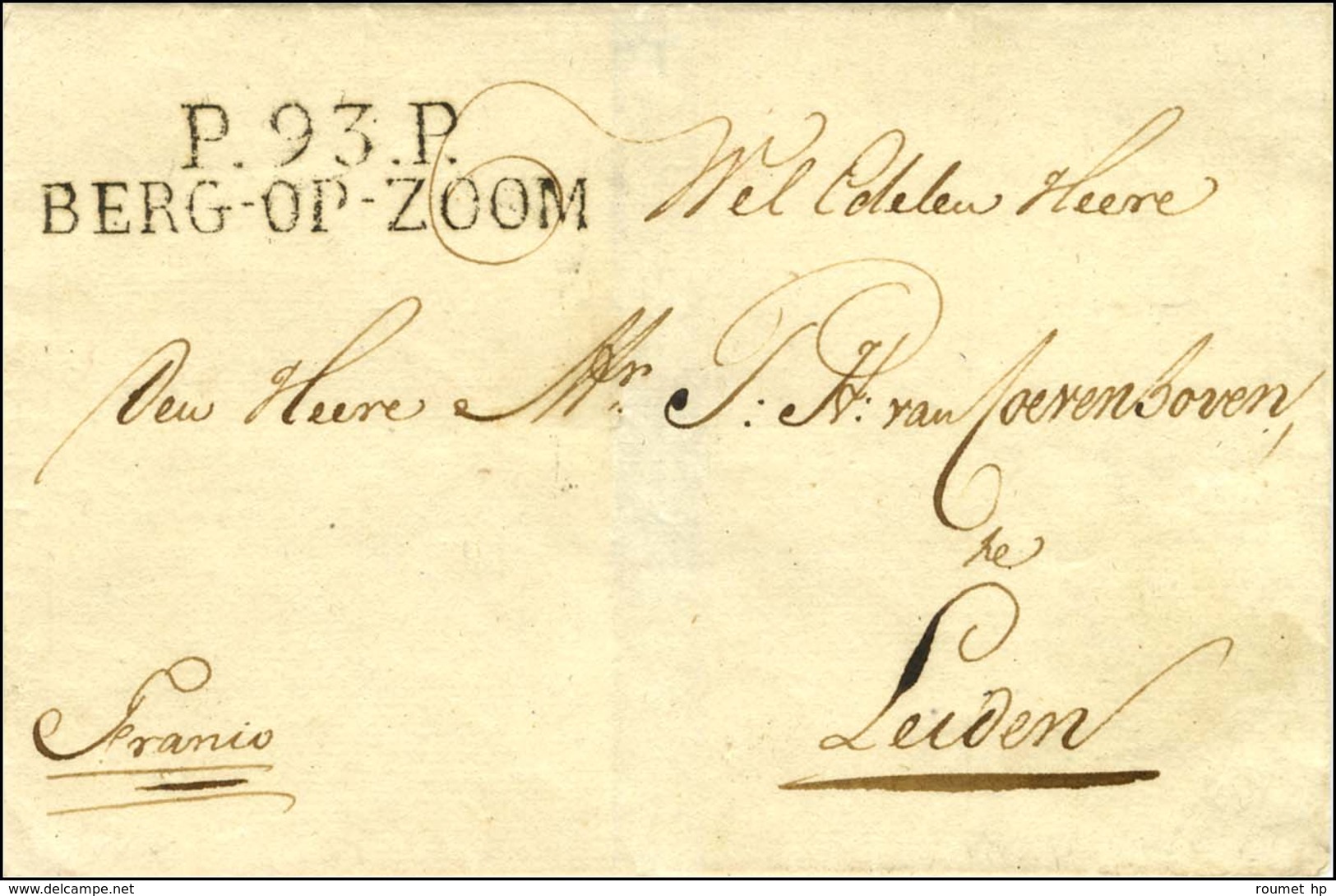 P.93.P. / BERG-OP-ZOOM Sur Lettre Sans Texte (1812) Pour Leiden. - SUP. - R. - 1792-1815: Conquered Departments