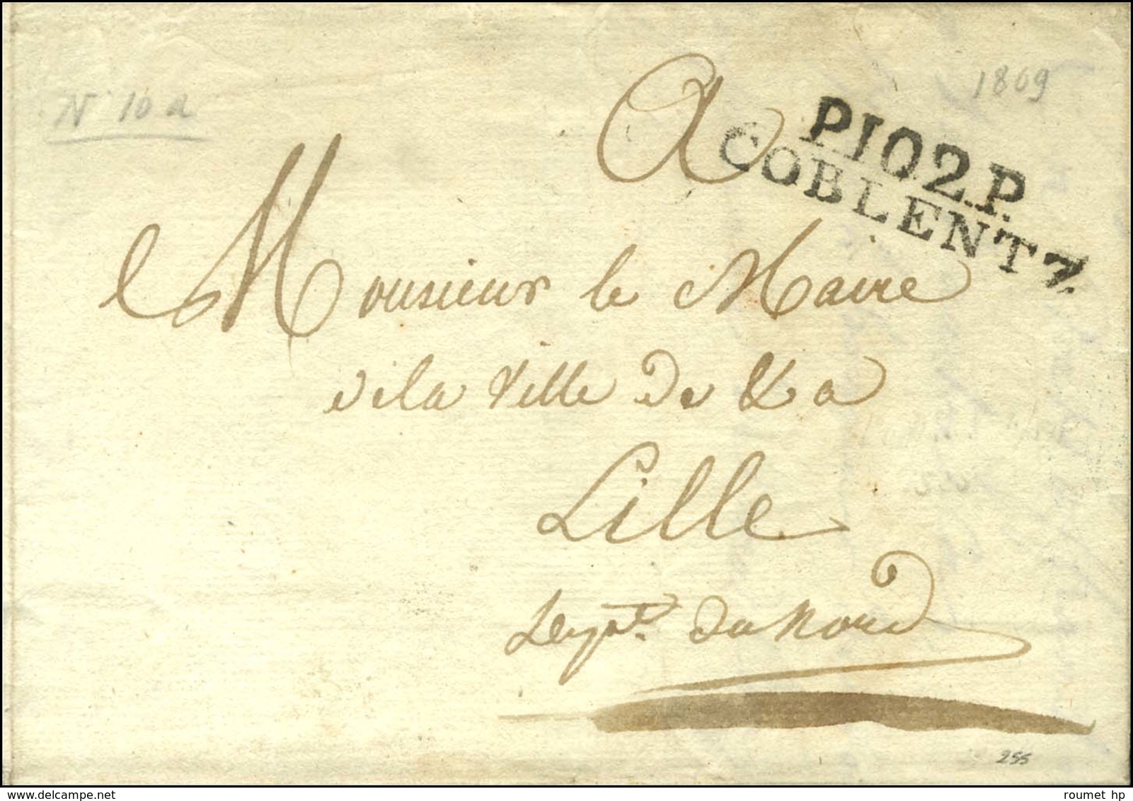 P.102.P. / COBLENTZ (42 X 10) Sur Lettre Avec Texte Daté Le 31 Octobre 1809 Pour Lille. - TB / SUP. - 1792-1815: Conquered Departments