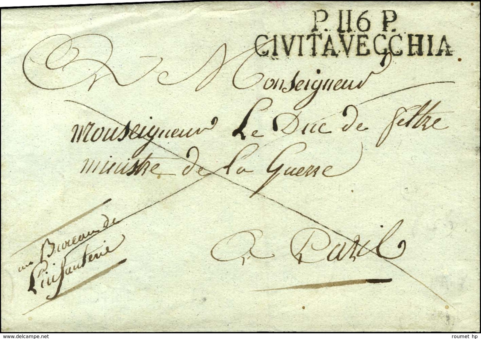 P.116.P. / CIVITA VECCHIA Sur Lettre Sans Texte Pour Paris. - SUP. - R. - 1792-1815: Conquered Departments
