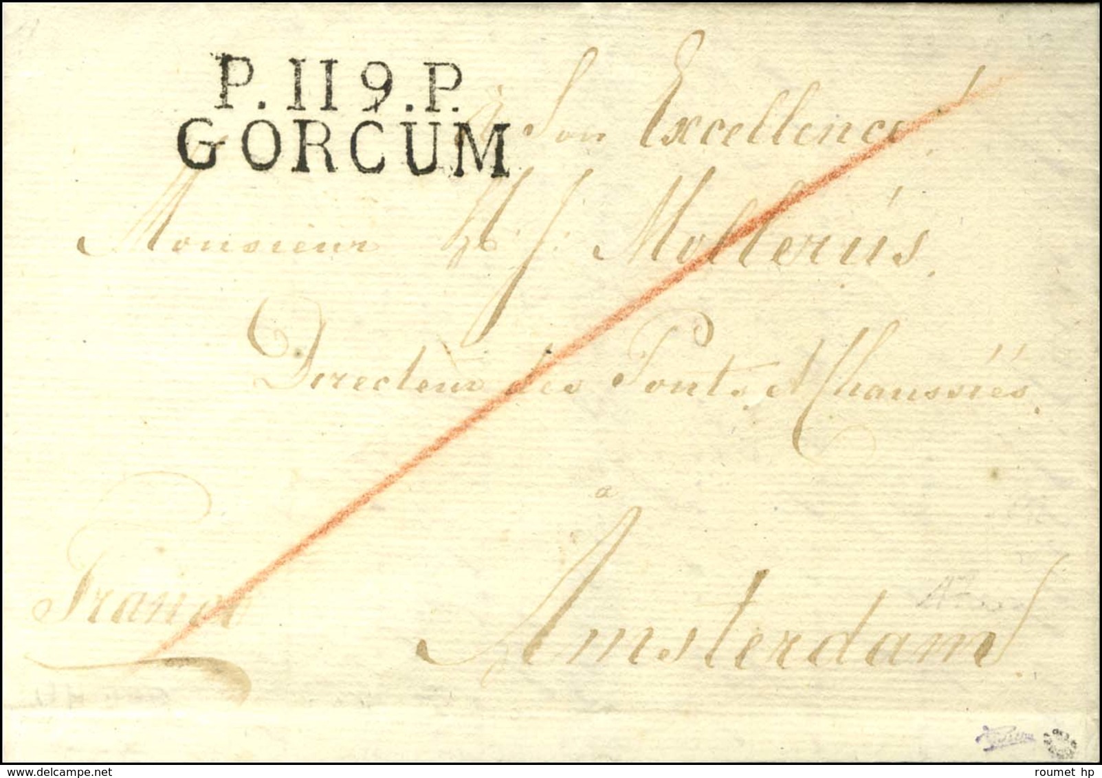 P.119.P. / GORCUM Sur Lettre Avec Texte Daté Le 22 Février 1813 Pour Amsterdam. - SUP. - R. - 1792-1815: Veroverde Departementen