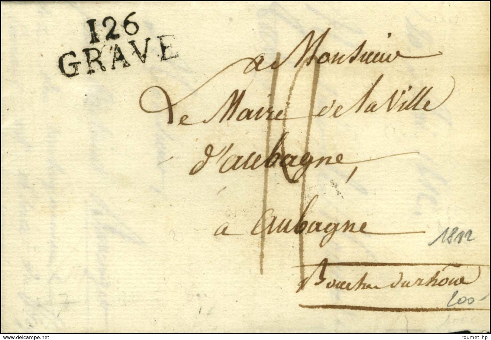 126 / GRAVE Sur Lettre Avec Texte Daté Le 20 Mai 1812 Pour Aubagne. - SUP. - 1792-1815: Veroverde Departementen