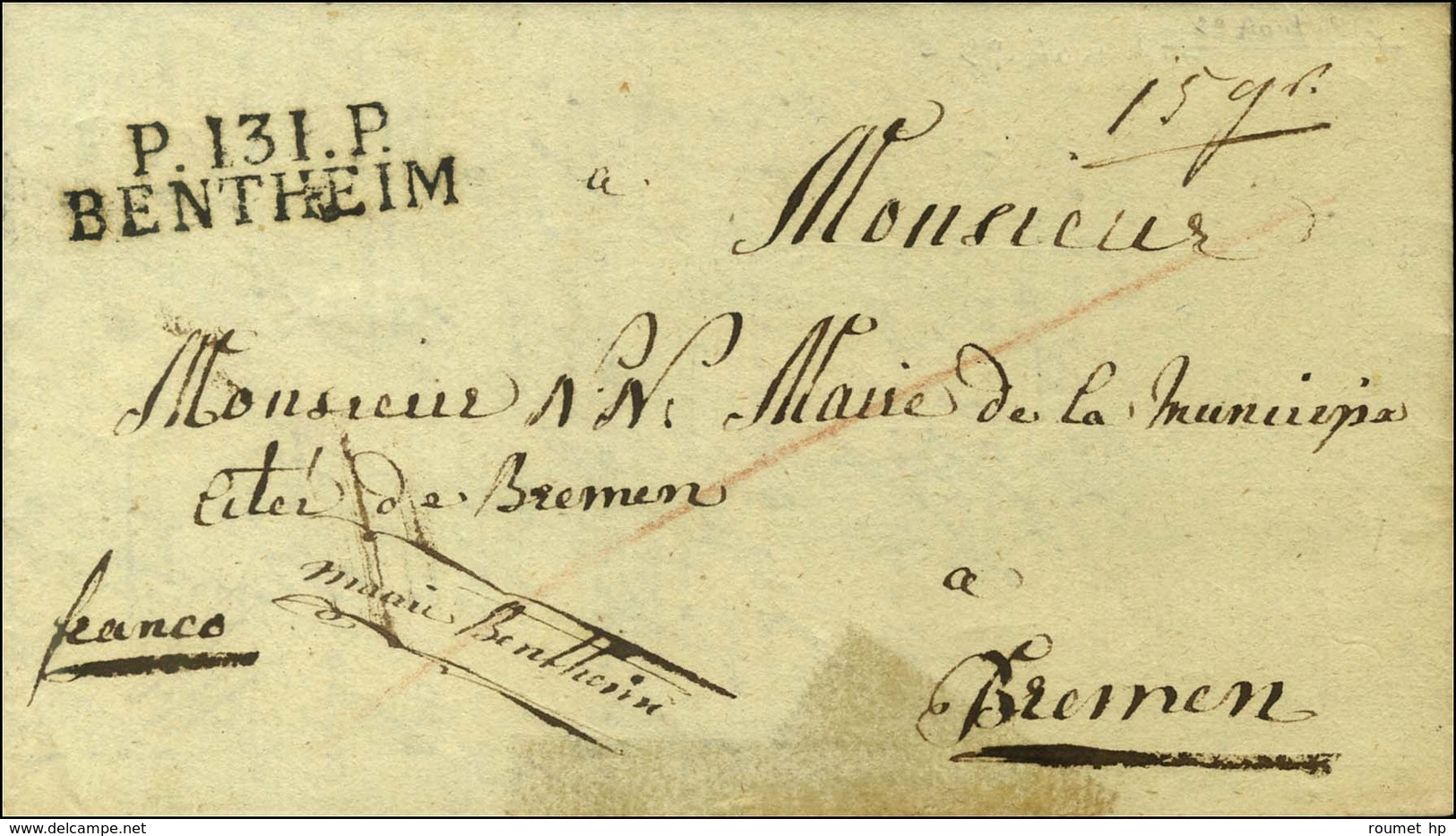 P.131.P. / BENTHEIM Sur Lettre Avec Texte Daté Le 29 Août 1812 Pour Bremen. - SUP. - RR. - 1792-1815: Veroverde Departementen