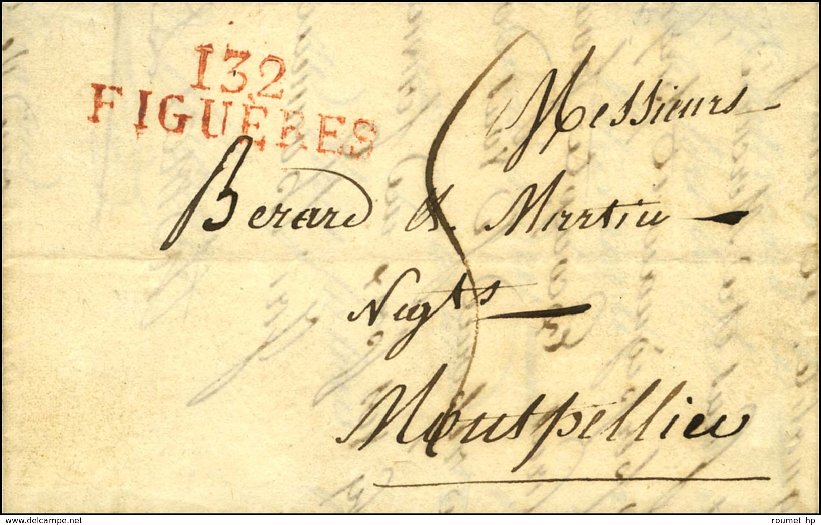 132 / FIGUERES Rouge Sur  Lettre Avec Texte Daté. 1813. - SUP. - R. - 1792-1815: Veroverde Departementen