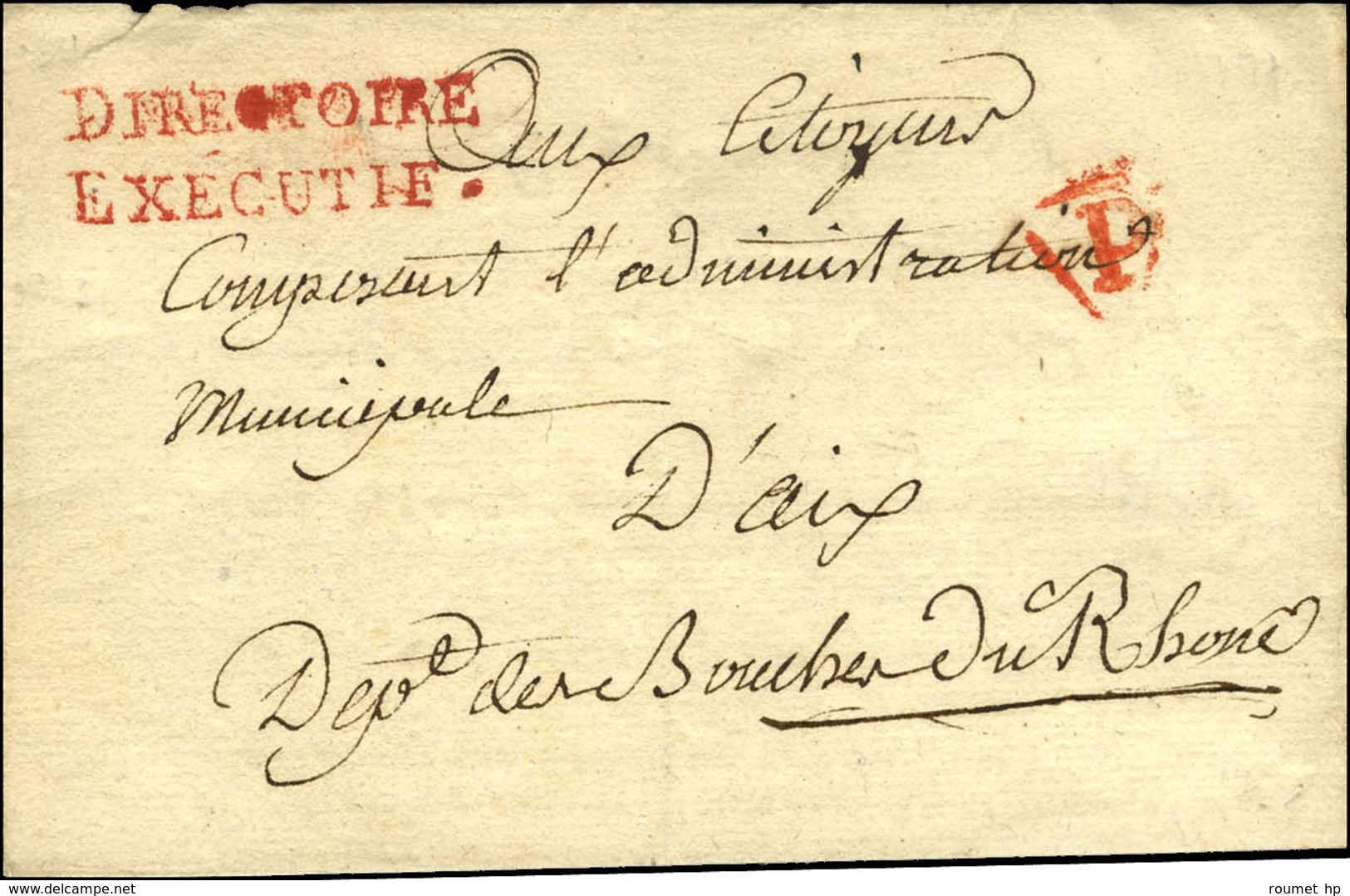 DIRECTOIRE / EXECUTIF Rouge (S N° 876A) Sur Lettre En Franchise Avec Texte Daté De Paris An 5. - TB / SUP. - Burgerlijke Brieven Zonder Portkosten